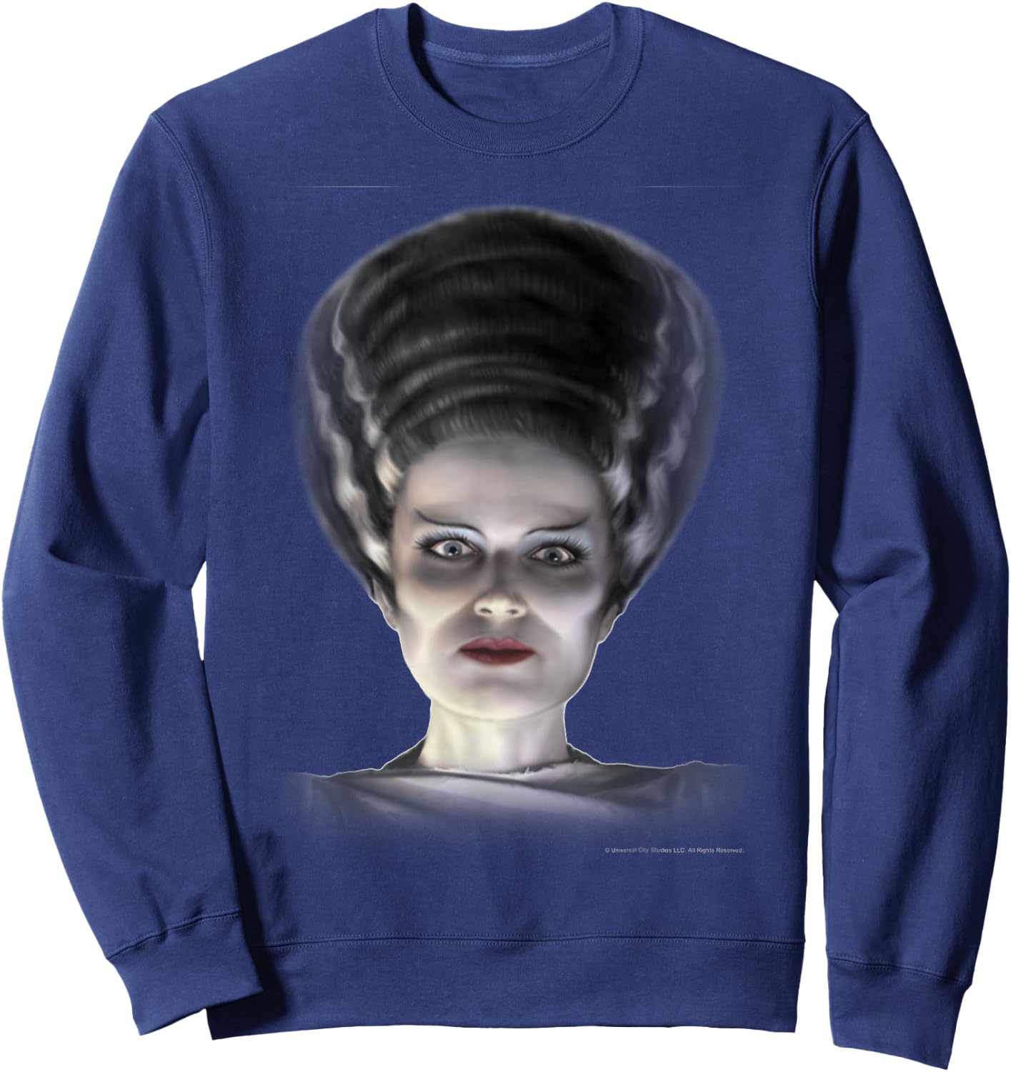 Universal Monsters Bride Of Frankenstein Big Face Sweatshirt - Sweatshirt | Navy
