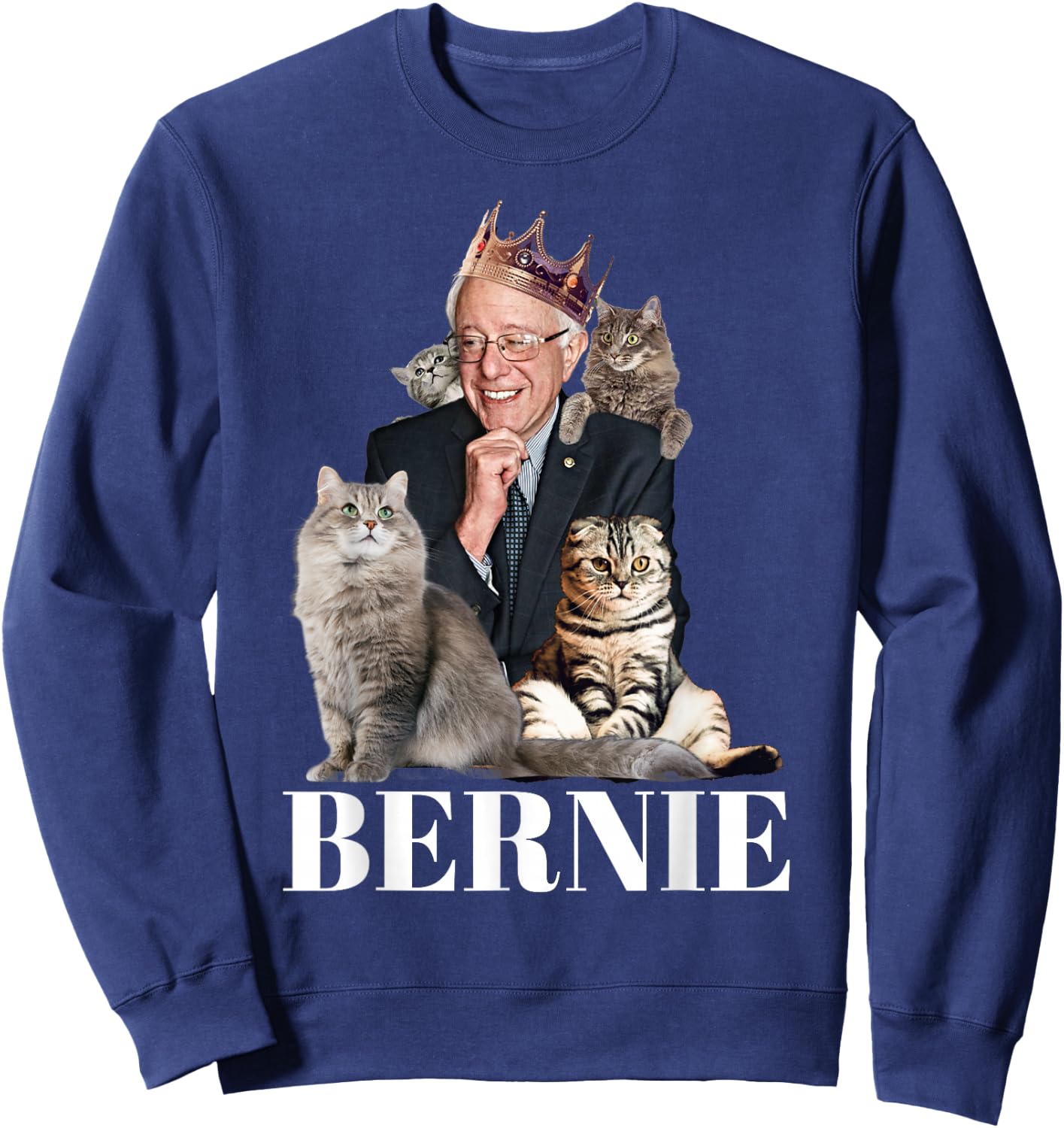 Bernie Sanders Funny Cat Gift Sweatshirt - Sweatshirt | Navy