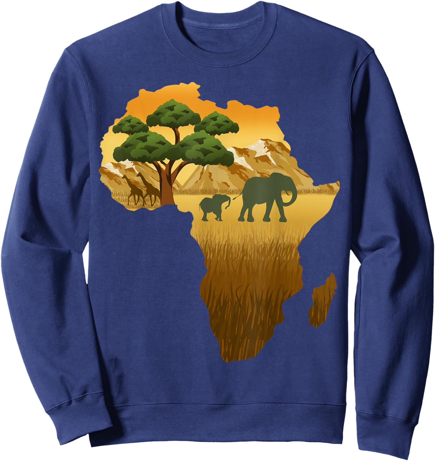 African Savannah Safari Wild Animals Africa Map Sweatshirt - Sweatshirt | Navy