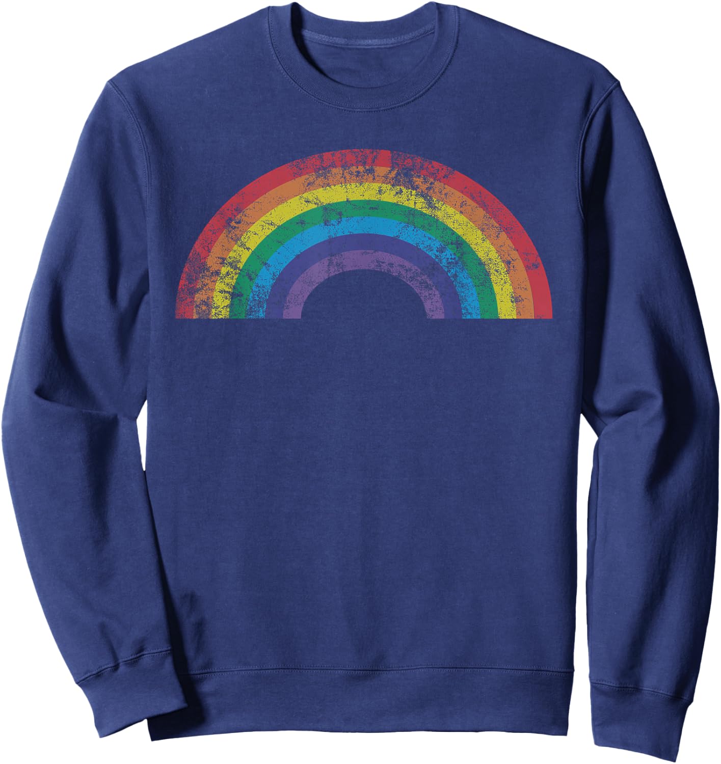 Rainbow Vintage 80's Retro Style Women Men Girls Gift Sweatshirt - Sweatshirt | Navy