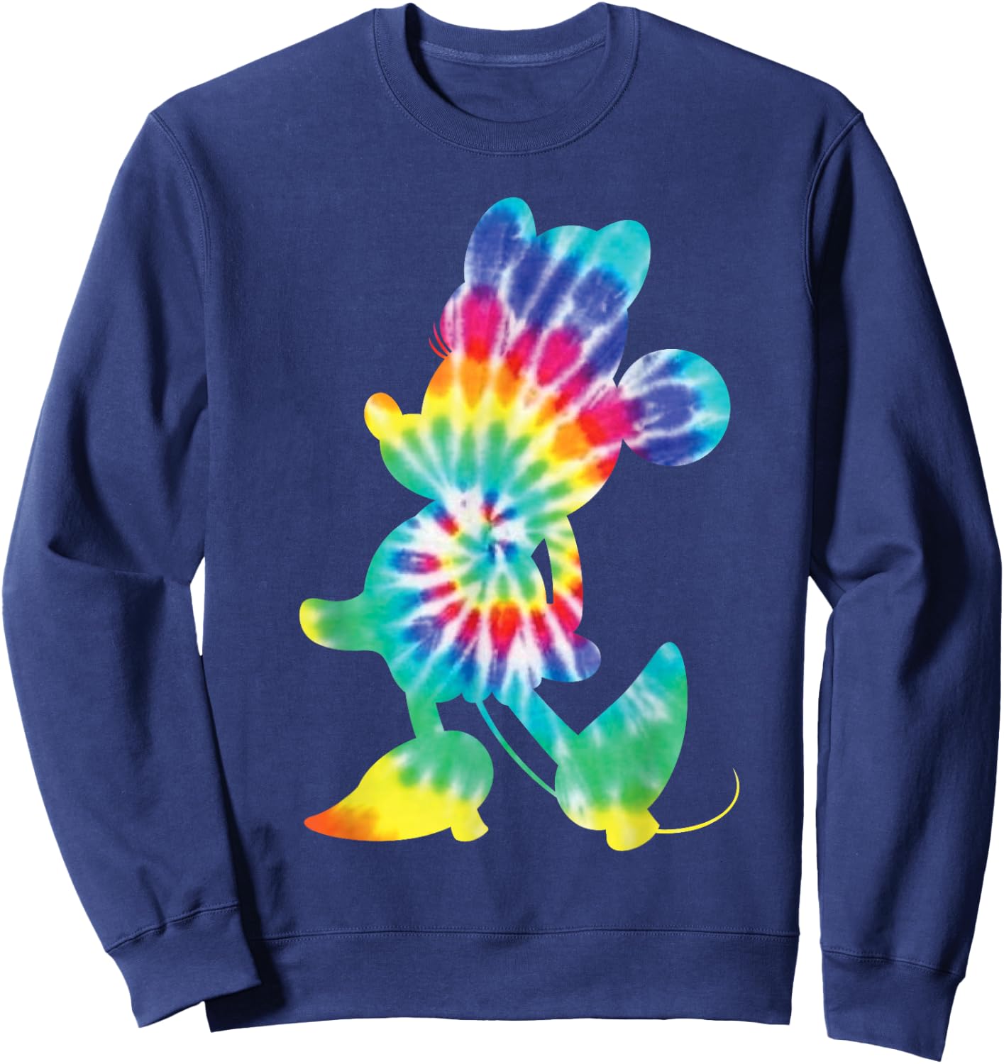 Disney Minnie Mouse Silhouette 90s Rainbow Tie Dye Sweatshirt - Sweatshirt | Navy