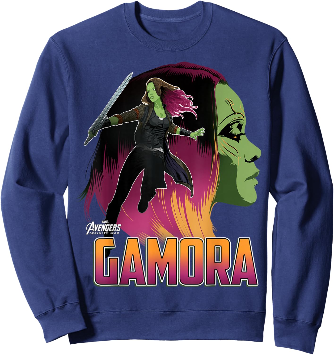 Marvel Infinity War Gamora Head Profile Graphic Sweatshirt - Sweatshirt | Navy
