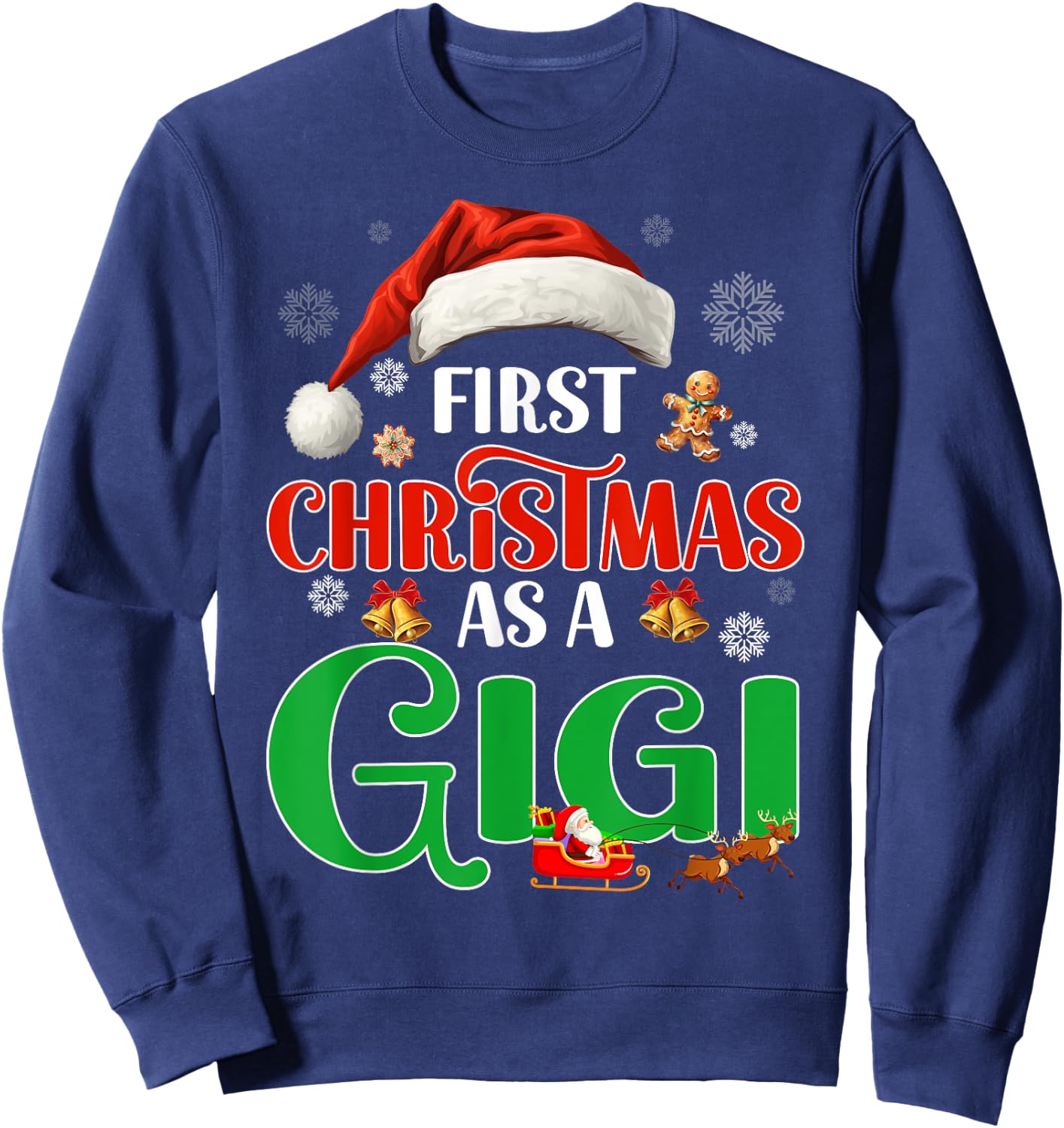 Funny Announcement First Christmas As A Gigi Matching Family Sweatshirt - Sweatshirt | Navy