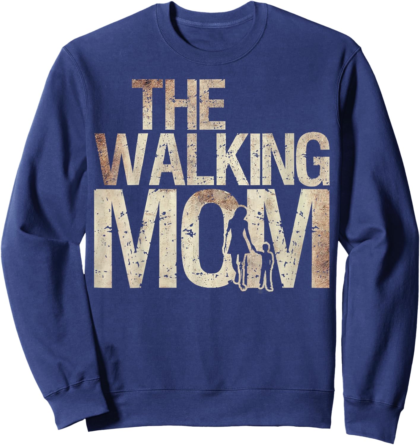 Walking Mom Zombie Woman And Kid Mother's Day Sweatshirt - Sweatshirt | Navy