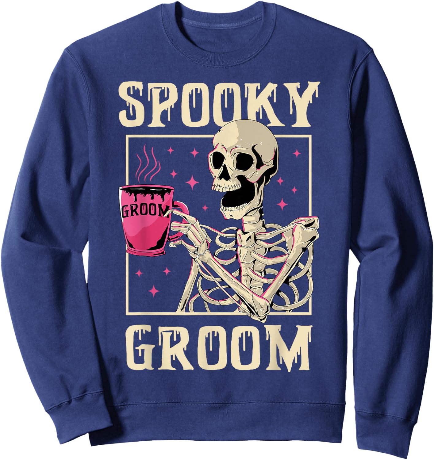 Spooky Groom Skeleton Halloween Wedding Bachelor Party Sweatshirt - Sweatshirt | Navy