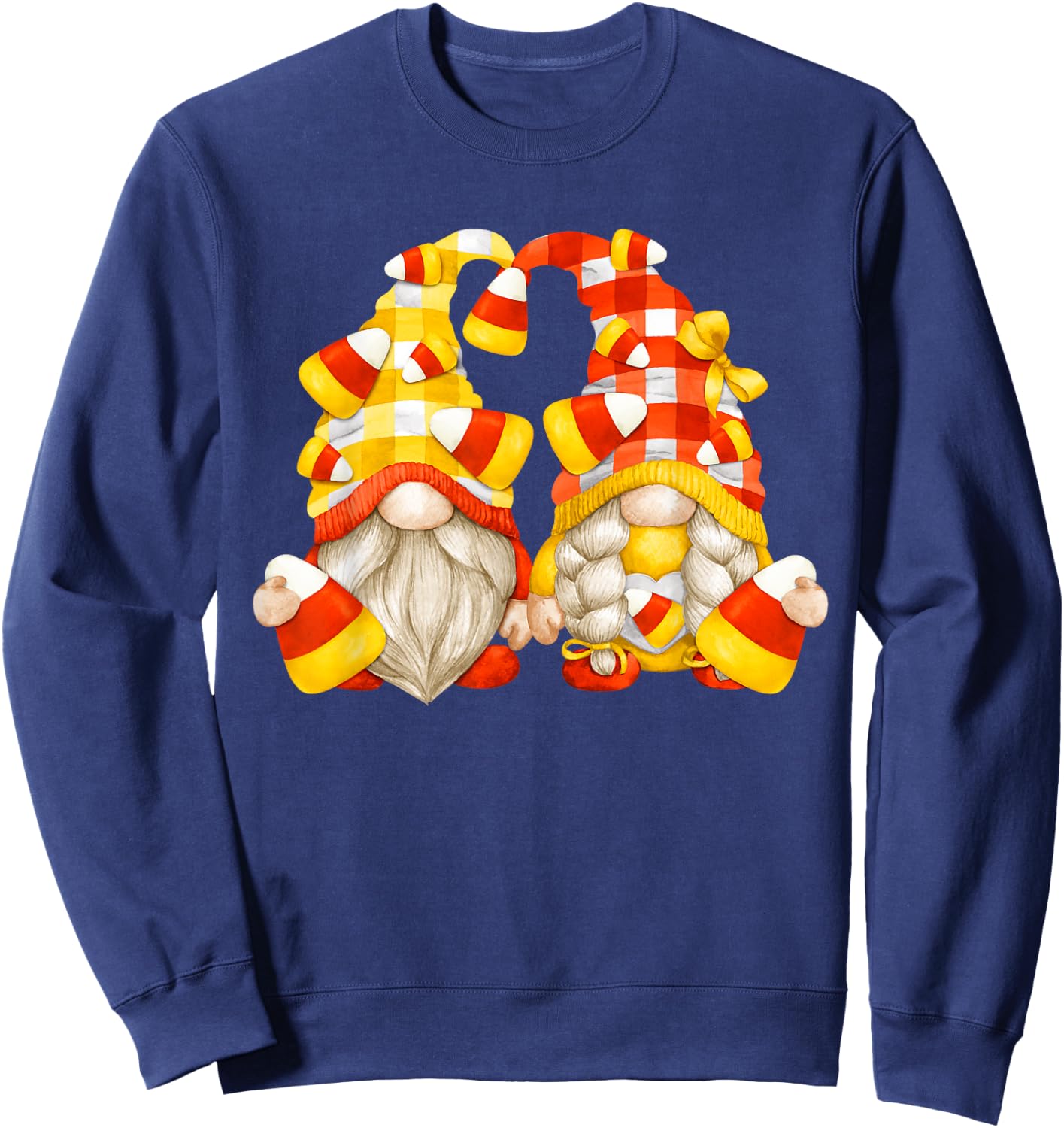 Funny Halloween Candy Corn Decor Cute Candycorn Gnomes Sweatshirt - Sweatshirt | Navy