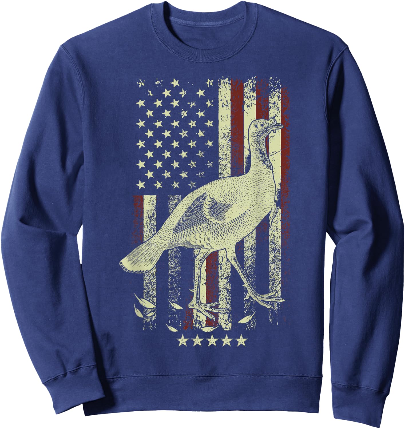 USA American Flag Hunters - Hunting Wild Turkey Bird Women Men Sweatshirt - Sweatshirt | Navy