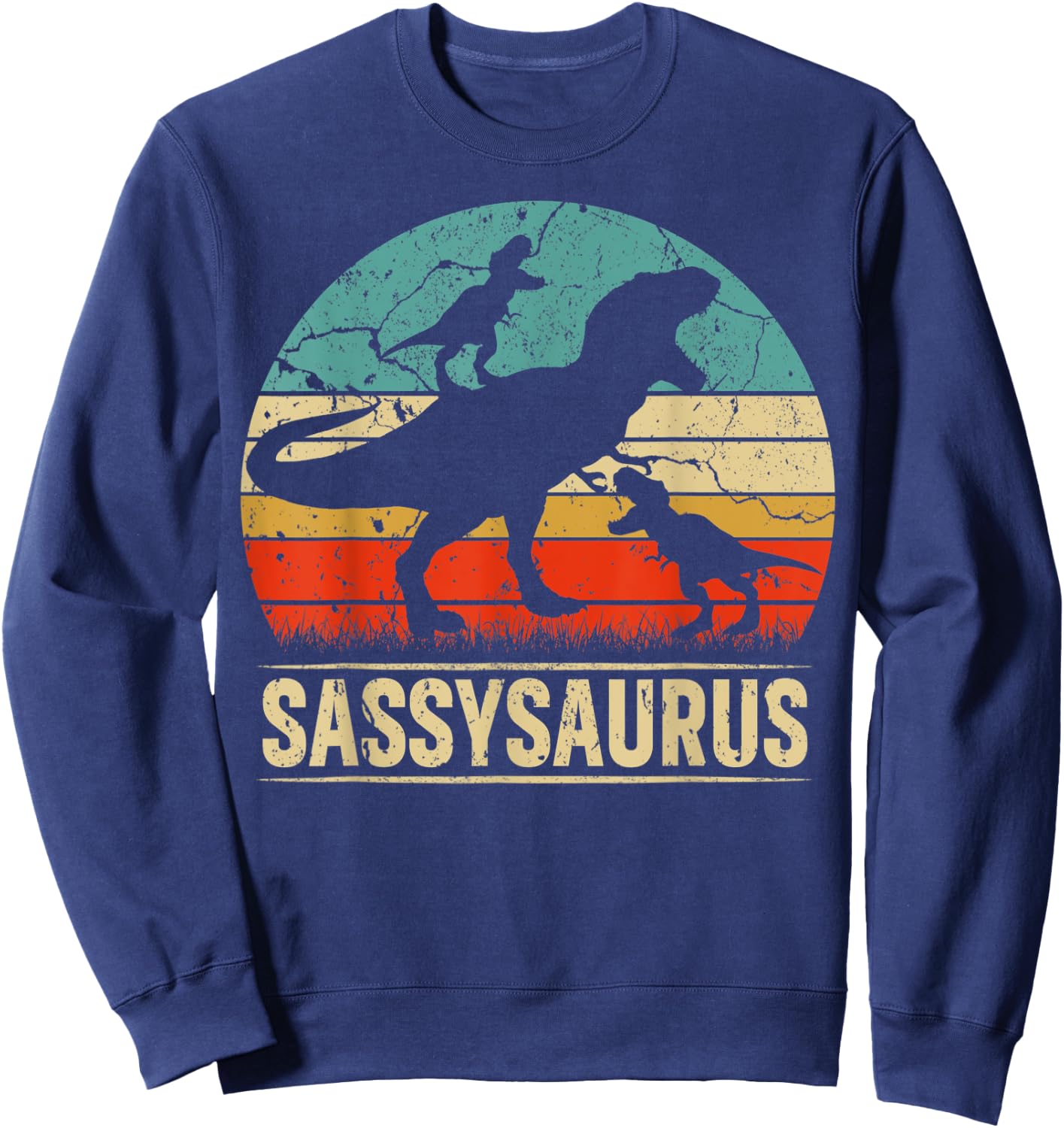 Sassy Dinosaur T Rex Sassysaurus 2 kids Family Matching Sweatshirt - Sweatshirt | Navy
