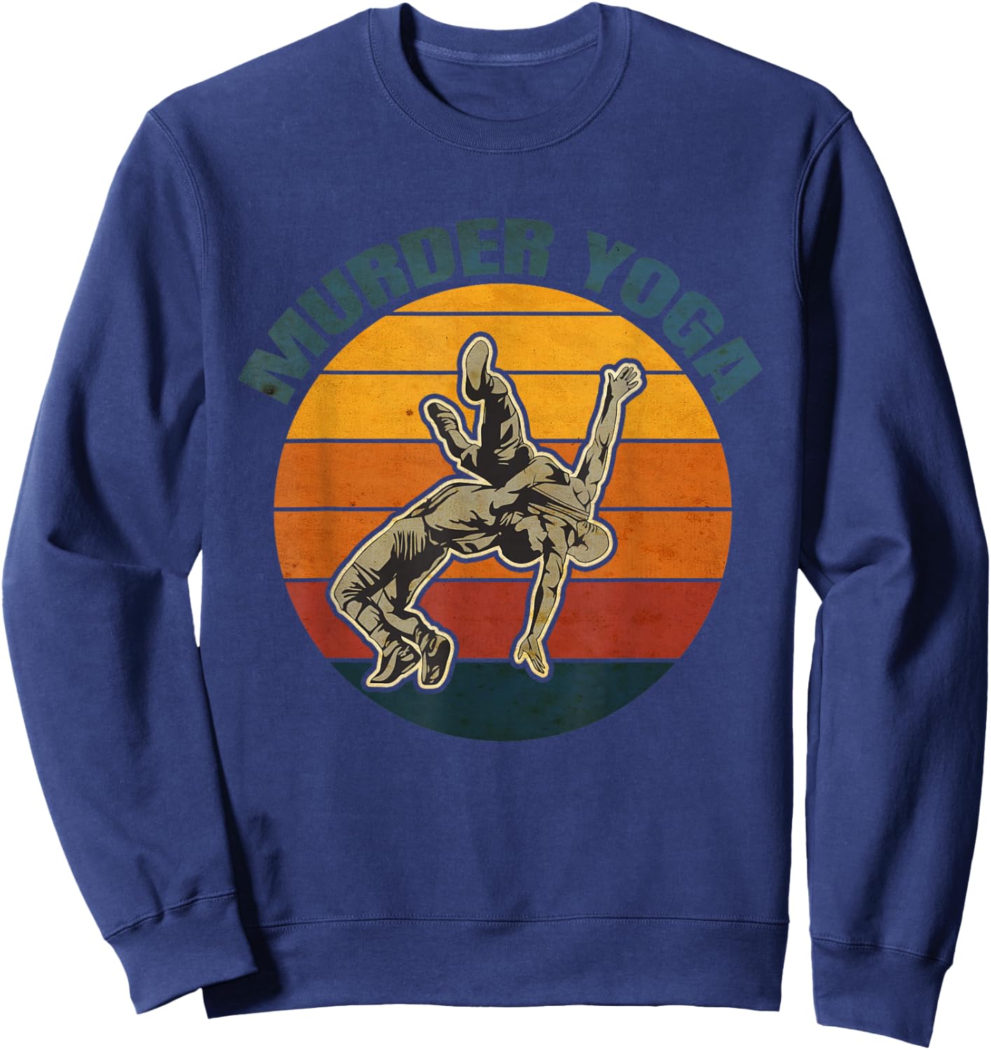 Vintage Wrestling Murder Yoga Whistler Humor Sweatshirt - Sweatshirt | Navy