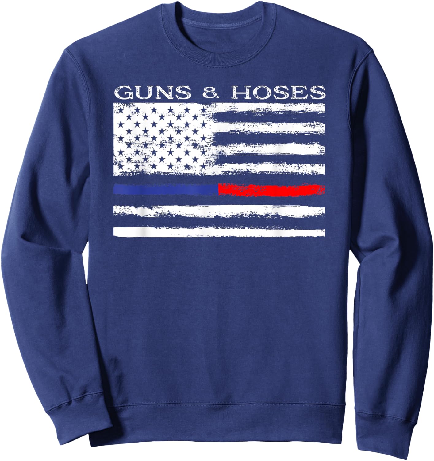 Guns & Hoses Thin Blue Red Line Police & Fire Appreciation Sweatshirt - Sweatshirt | Navy