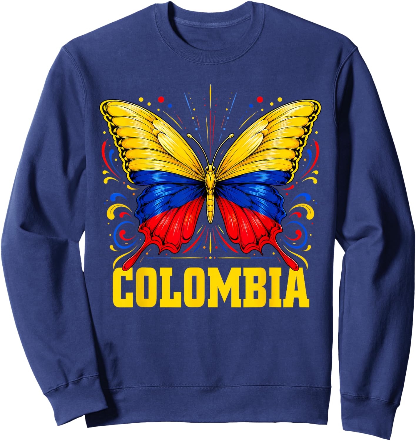 Vintage Colombia Butterfly Colombian Flag Pride Roots Women Sweatshirt - Sweatshirt | Navy