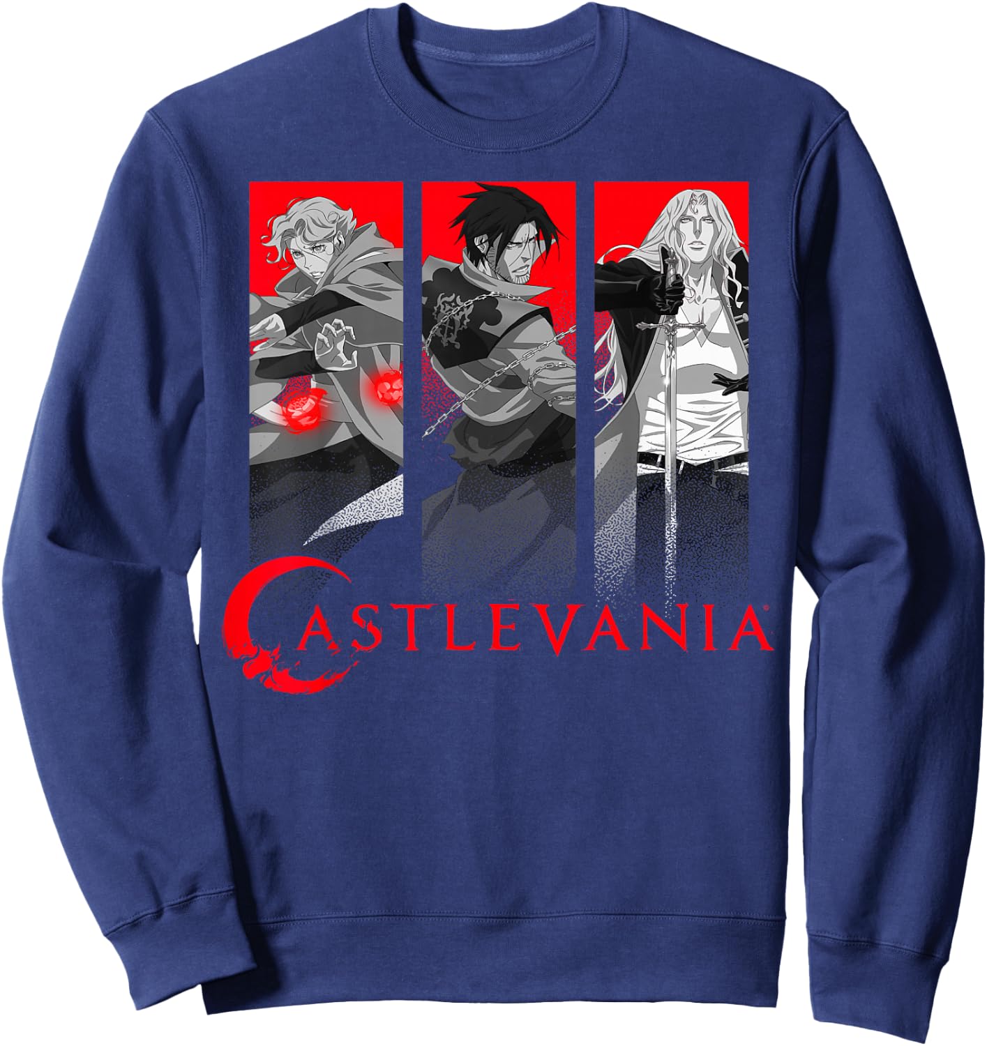 Castlevania Netflix , Men's Black Short Sleeve Classic Fit , Anime Themed Applique , Size Small Sweatshirt - Sweatshirt | Navy