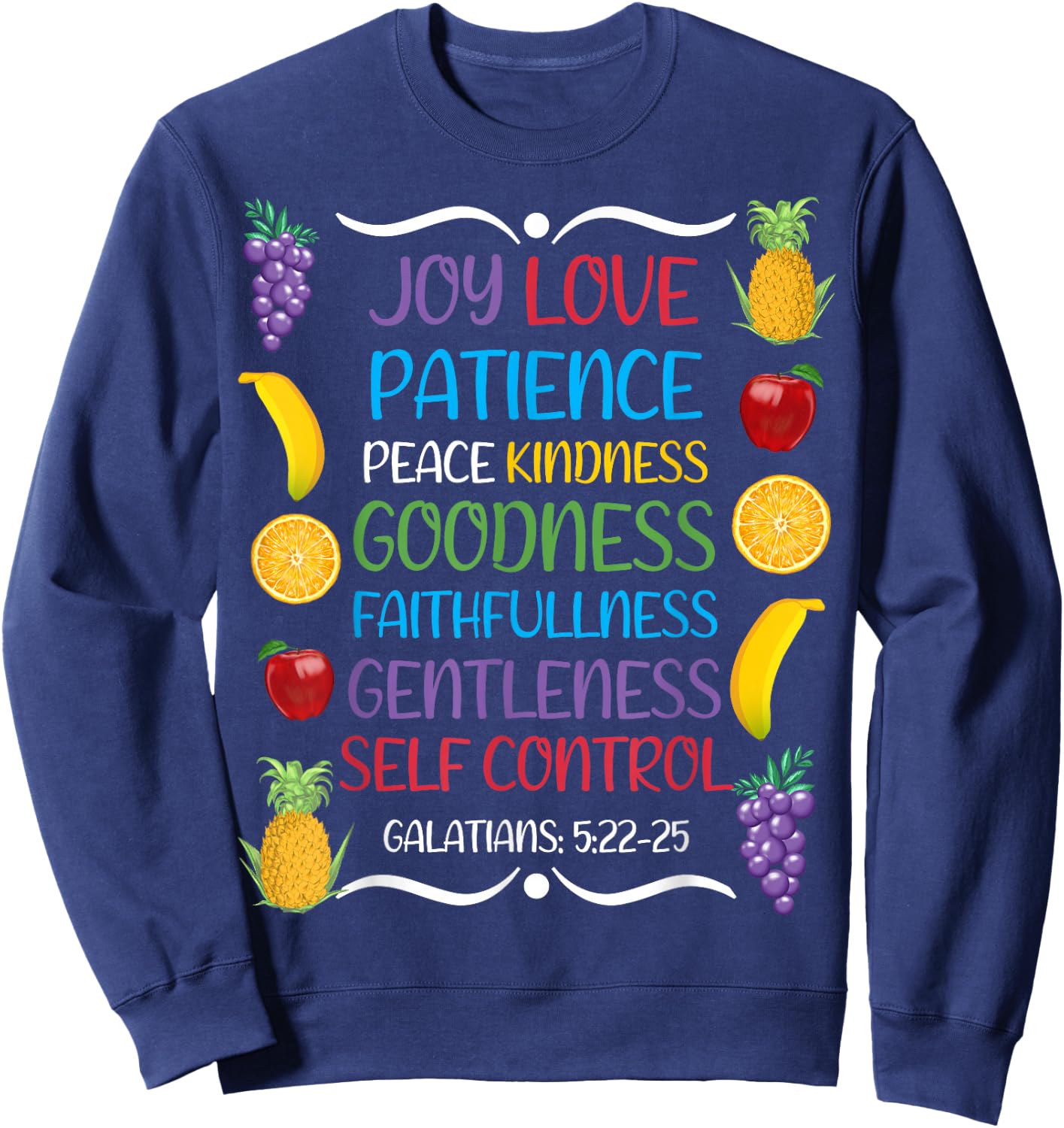 Awesome Galatians Fruit Of The Spirit Religious Verses Sweatshirt - Sweatshirt | Navy