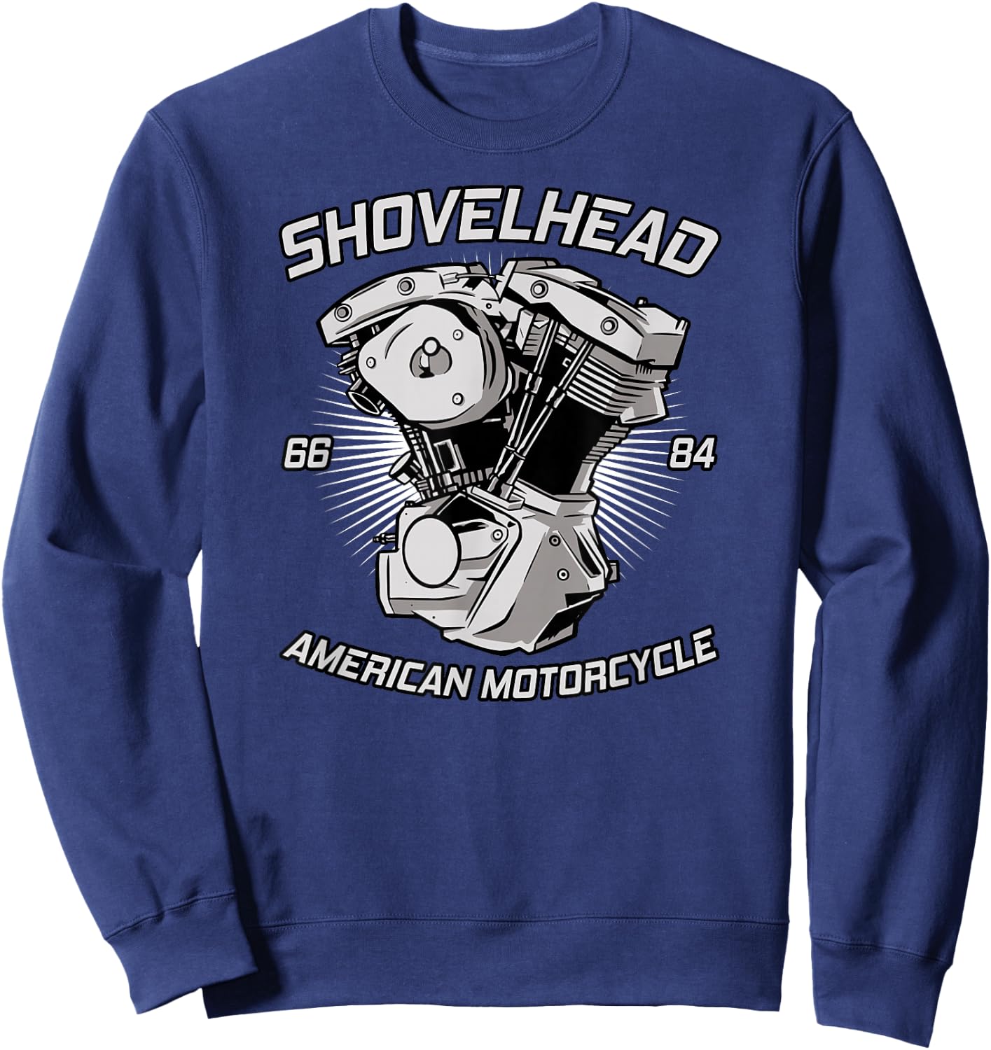 Vintage HD Motorcycle VTwin ShovelHead Engine Drawing Biker Sweatshirt - Sweatshirt | Navy