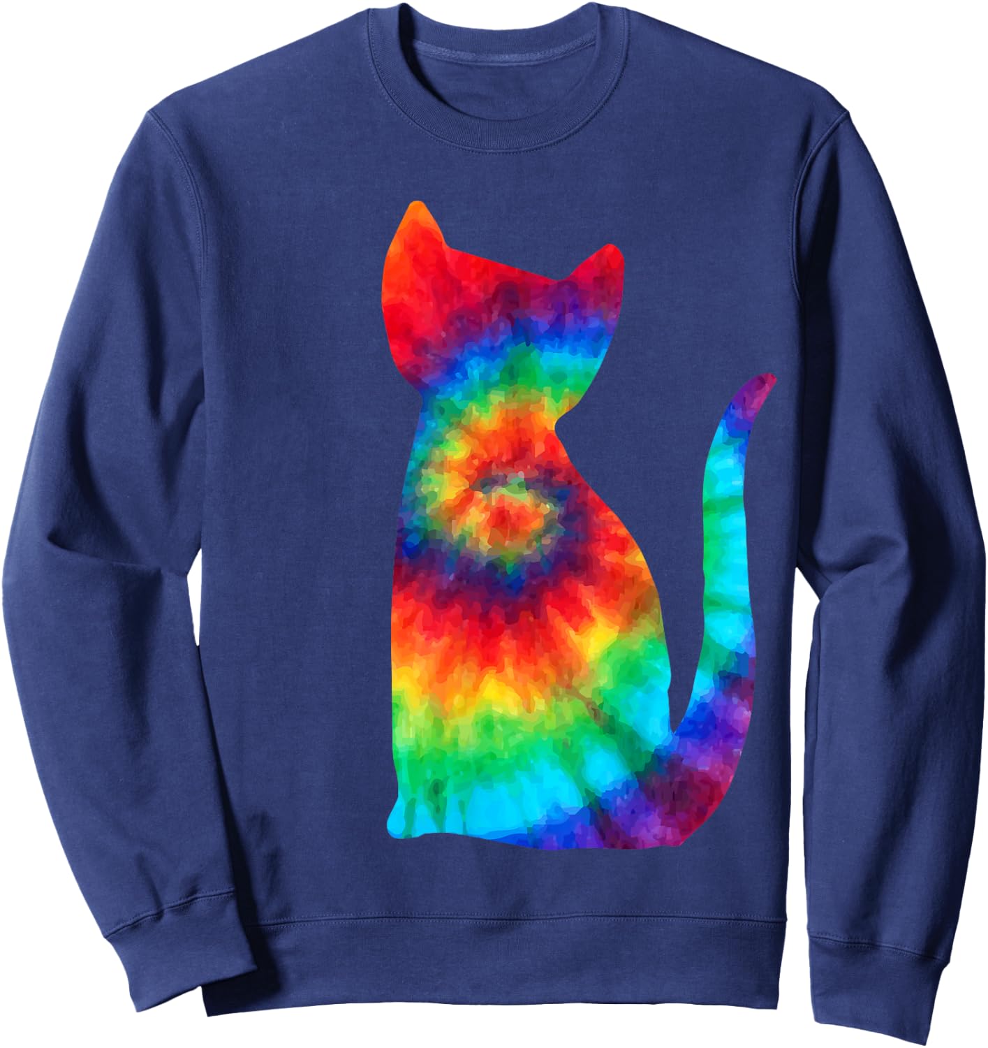 Tie Dye Cat Shirt | Colorful Tye Dye Kitten Sweatshirt - Sweatshirt | Navy