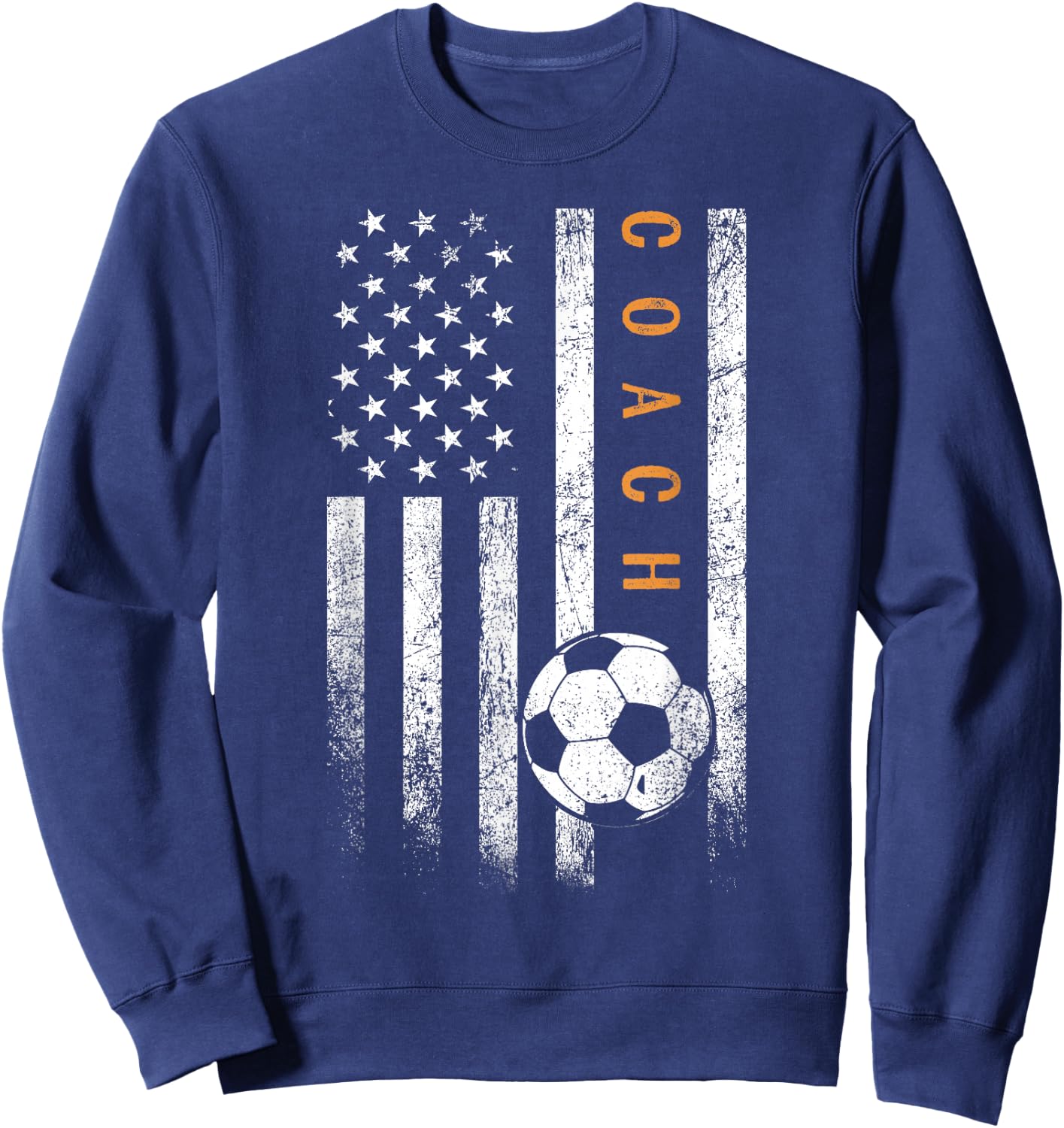 Soccer Coach American Flag Design Soccer Trainer Coaching Sweatshirt - Sweatshirt | Navy