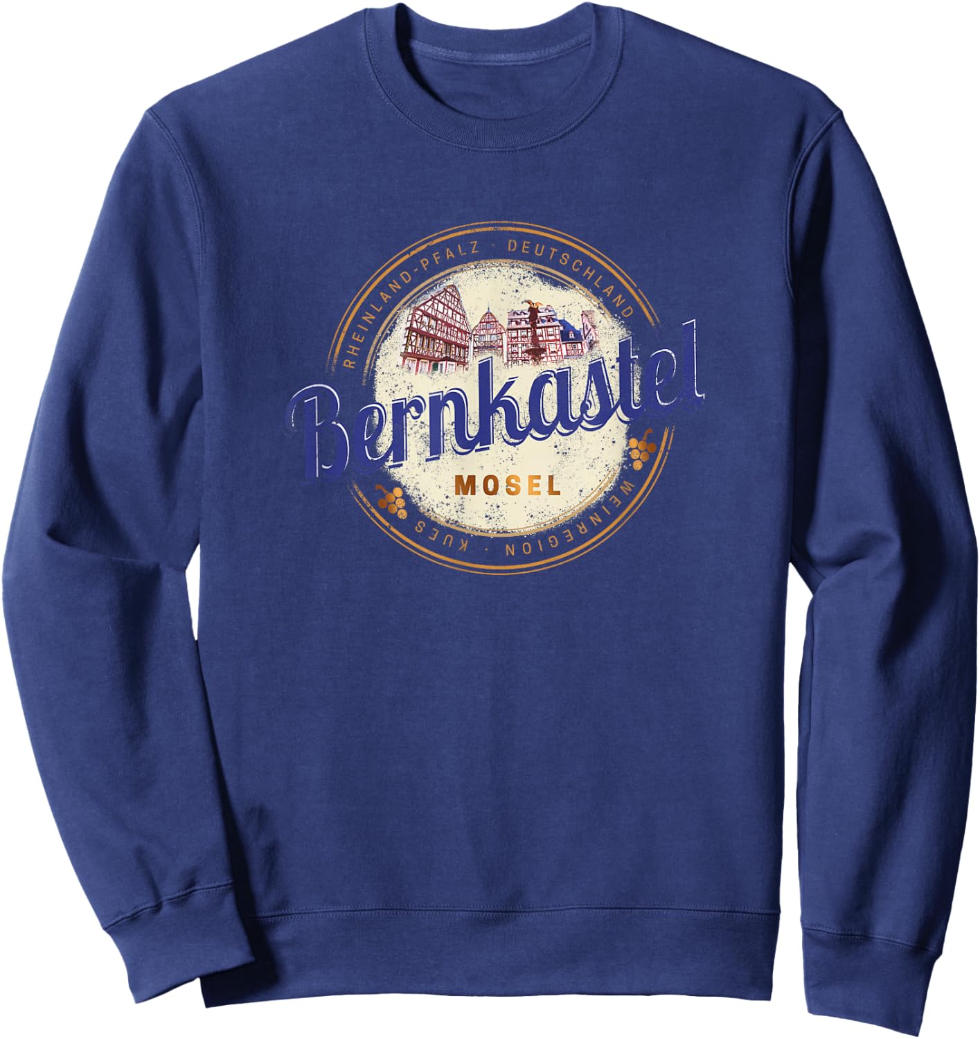 Bernkastel Kues Vintage Moselle Rhineland-Palatinate Germany Sweatshirt - Sweatshirt | Navy