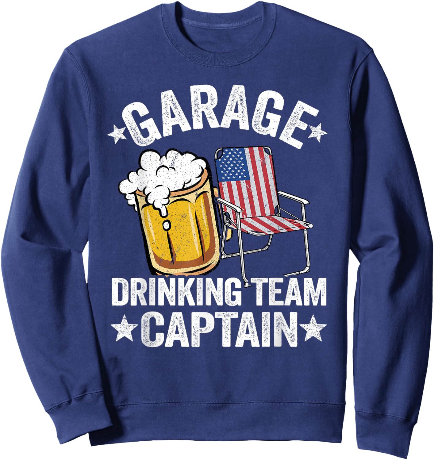 4th Of July Beer American Flag Garage Drinking Team Captain Men Sweatshirt - Sweatshirt | Navy