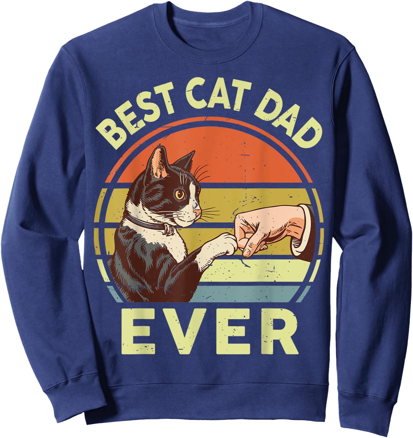 Best Cat Dad Ever Tuxedo Daddy Father Day Gift from Wife Women Kids Sweatshirt - Sweatshirt | Navy