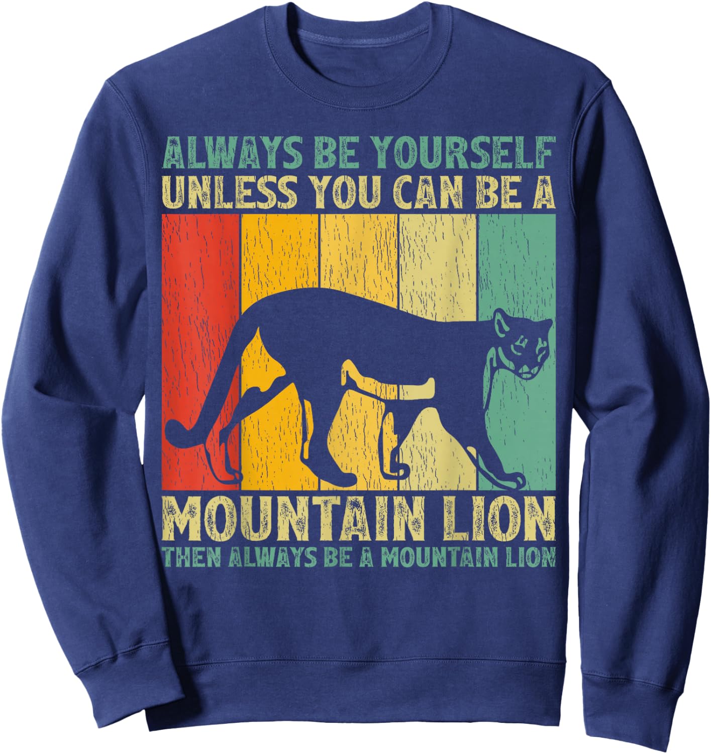 Mountain Lion Animal Lover Vintage Retro Mountain Lion Sweatshirt - Sweatshirt | Navy