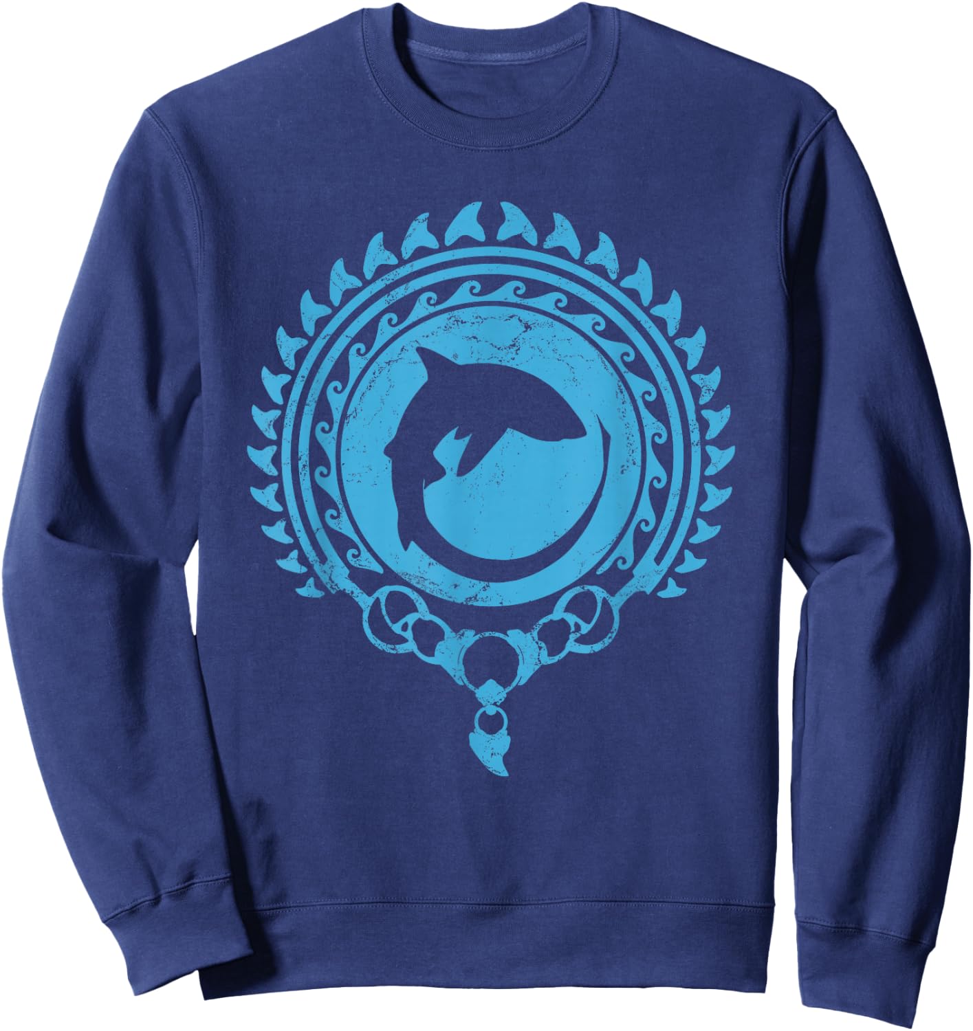 Thresher Shark Polynesian Tribal Tattoo Sweatshirt - Sweatshirt | Navy