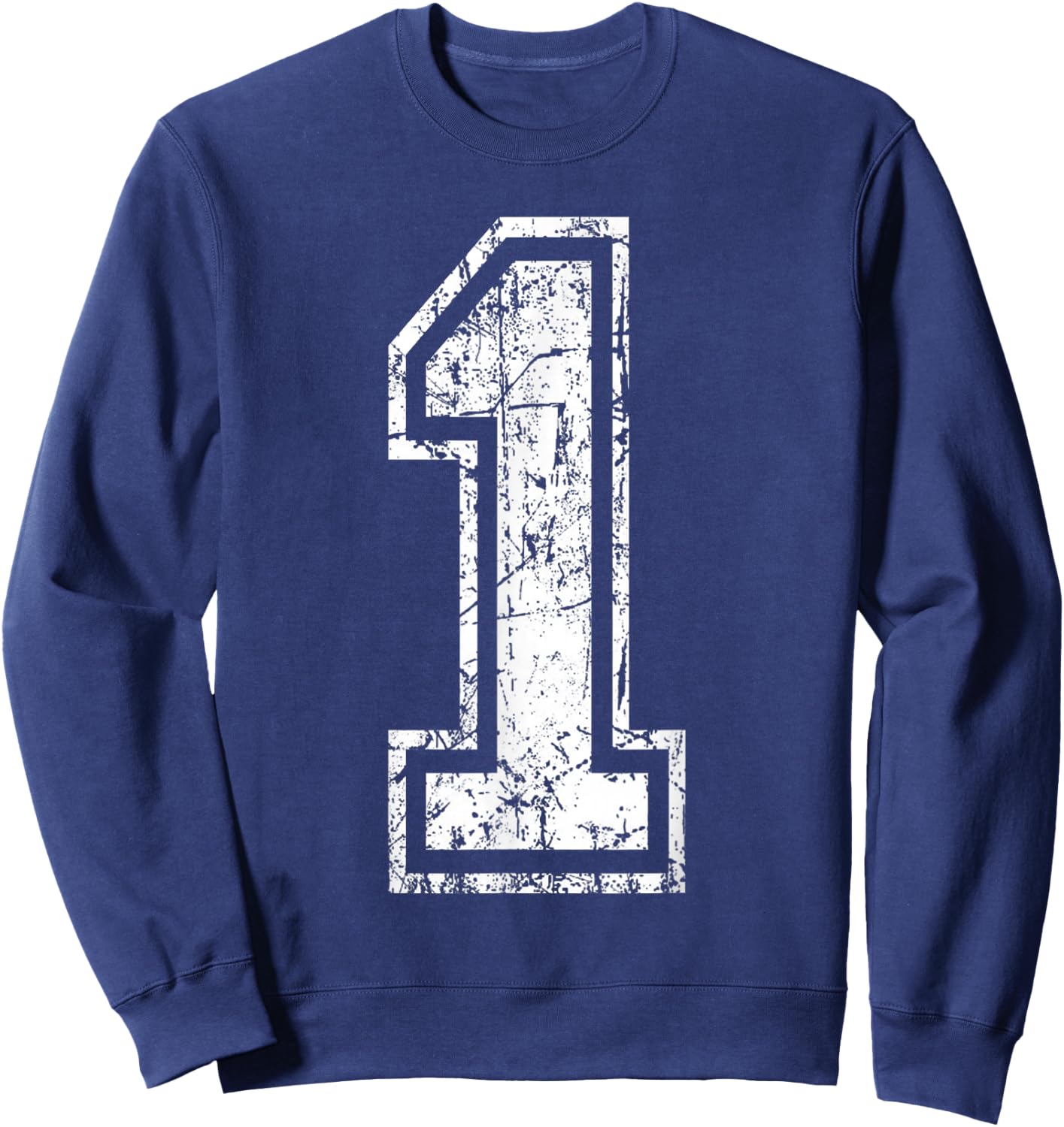 Sports Jersey Grunge Number 1 Team Player Birthday Gift Sweatshirt - Sweatshirt | Navy