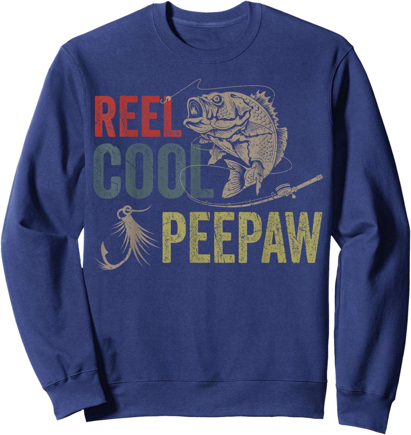 Reel Cool Peepaw Fishing Fathers Day Sweatshirt - Sweatshirt | Navy