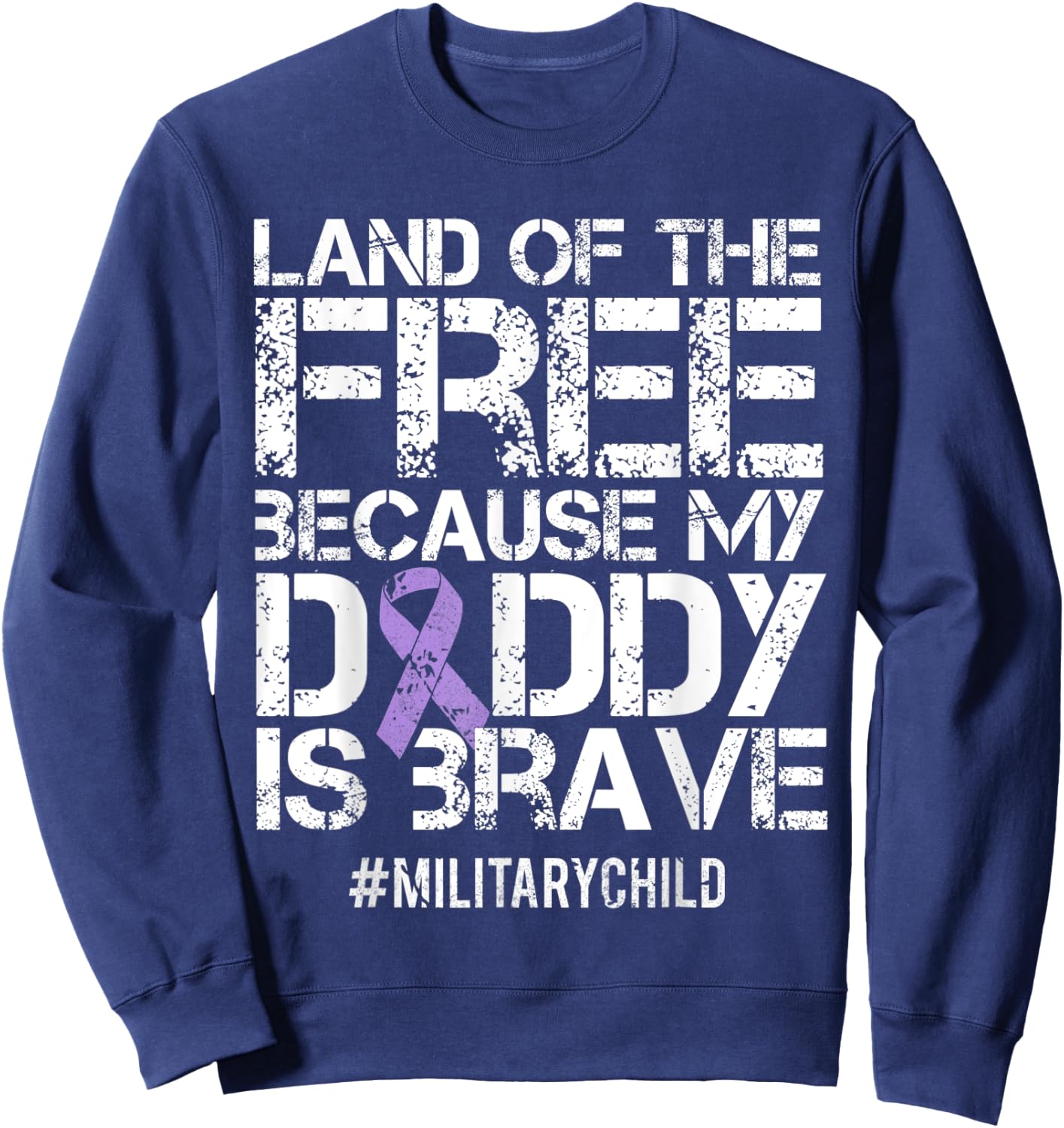 Military Child Month Boys Purple Up Brat Kids Sweatshirt - Sweatshirt | Navy