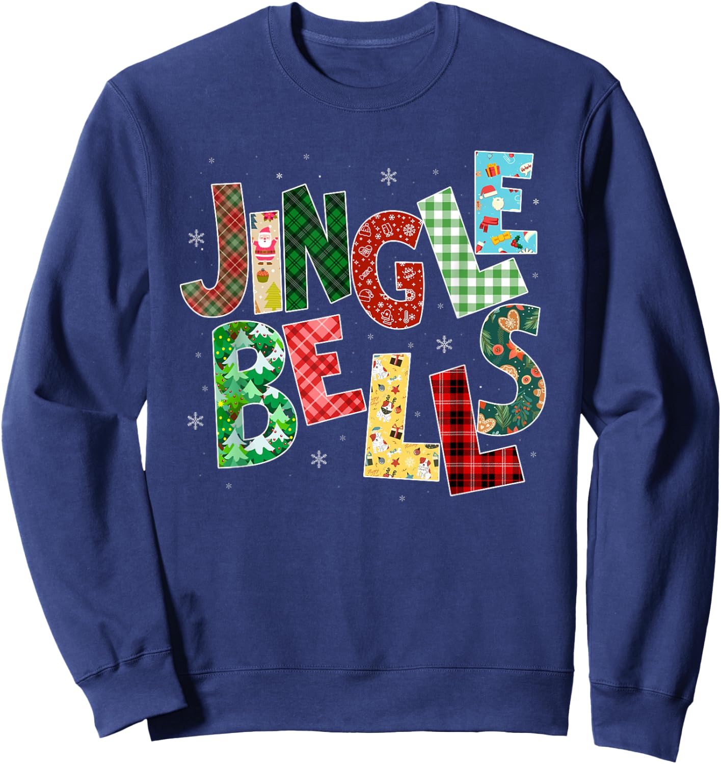 Red Plaid Jingle Bells Christmas Matching Family Pajama Sweatshirt - Sweatshirt | Navy
