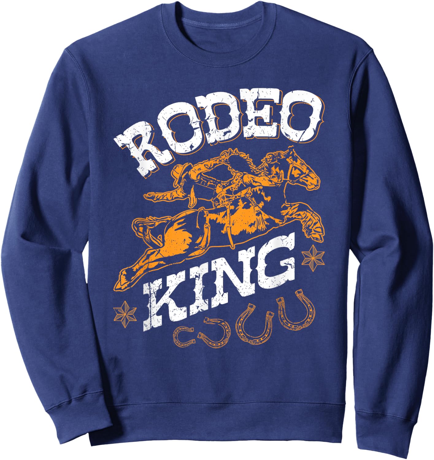 Rodeo King, Vintage Bronc Riding Bucking Horse Rodeo Western Sweatshirt - Sweatshirt | Navy
