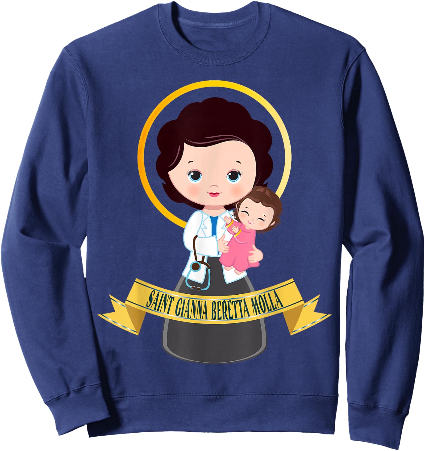 Saint Gianna Beretta Molla Patron Catholic Doctor Saints Sweatshirt - Sweatshirt | Navy