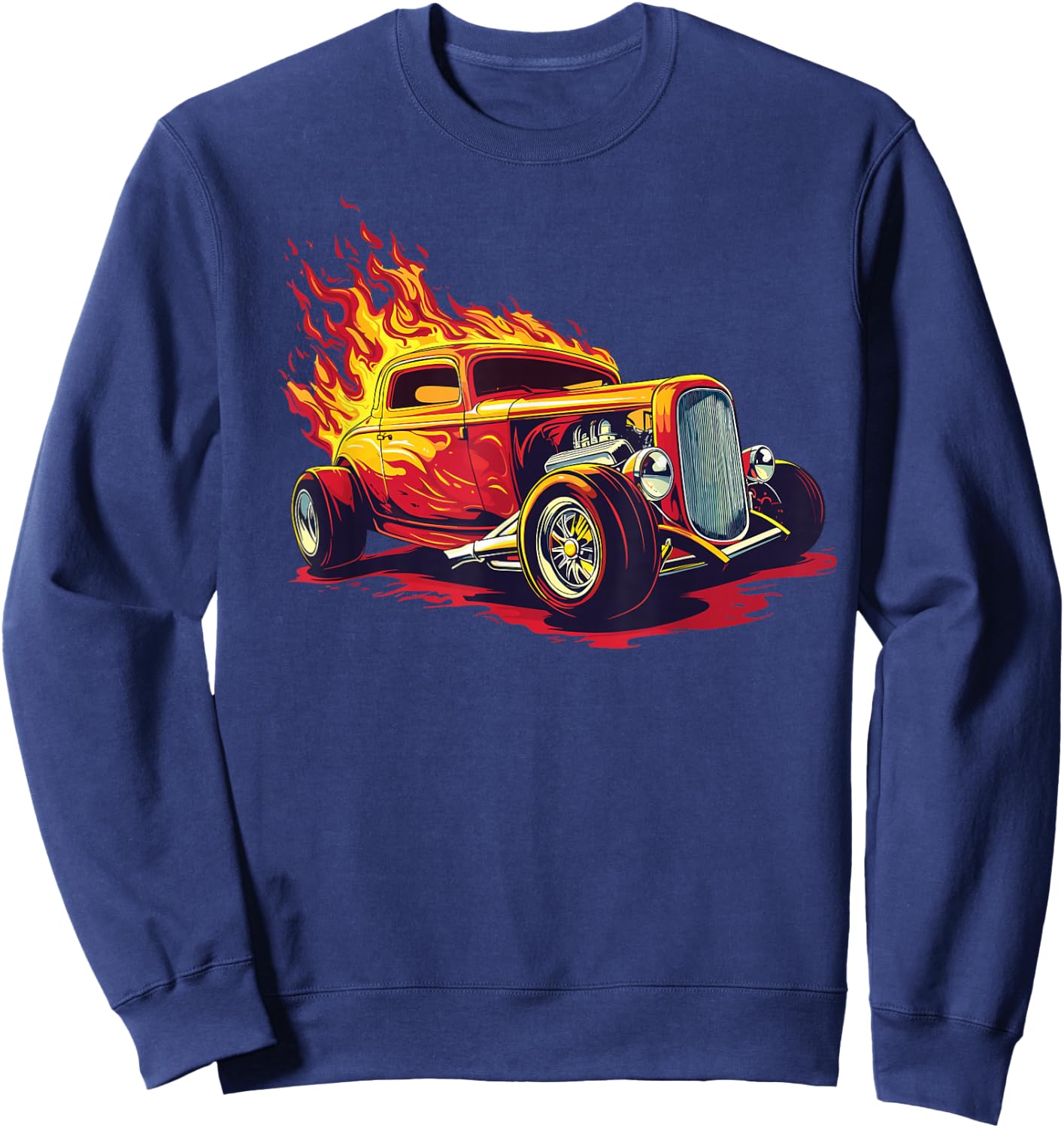 Classic Hotrod Retro Car Illustration Hotrod Sweatshirt - Sweatshirt | Navy