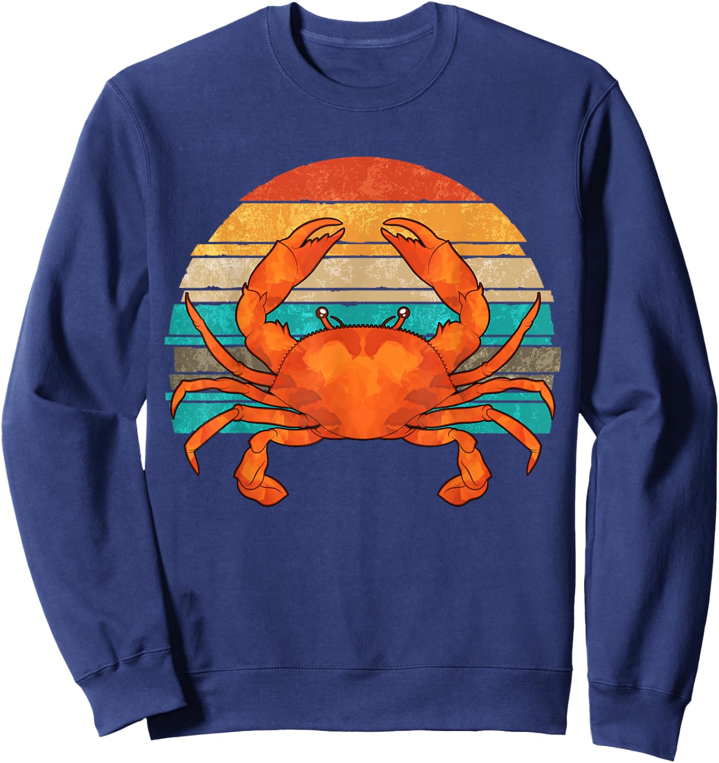 Retro Seafood Crab Lover Crabbing Sea Animal Crab Sweatshirt - Sweatshirt | Navy