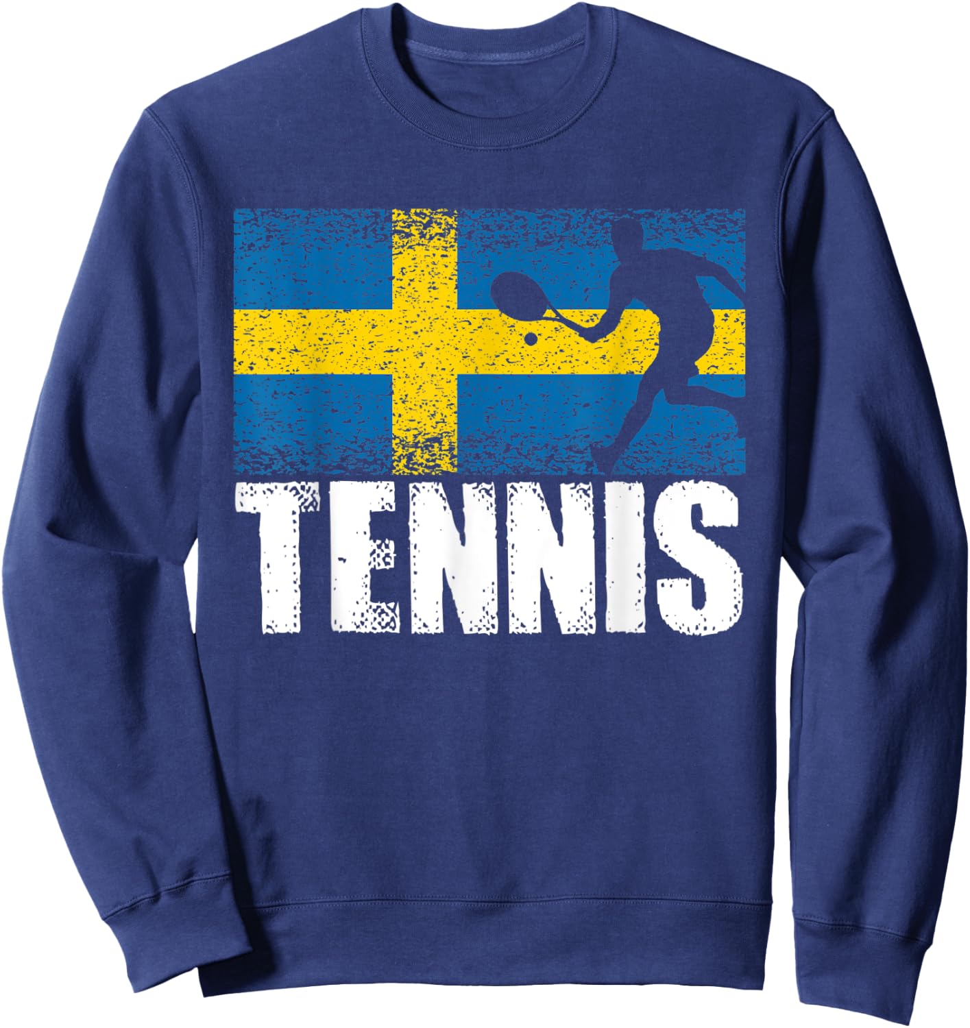 Tennis Sport, Sweden Flag, Swedish Tennis Player Sweatshirt - Sweatshirt | Navy
