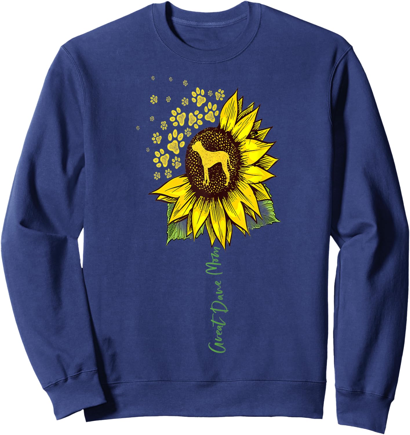 Sunflower Great Dane Lover Gifts Dog Mom Men Women Sweatshirt - Sweatshirt | Navy