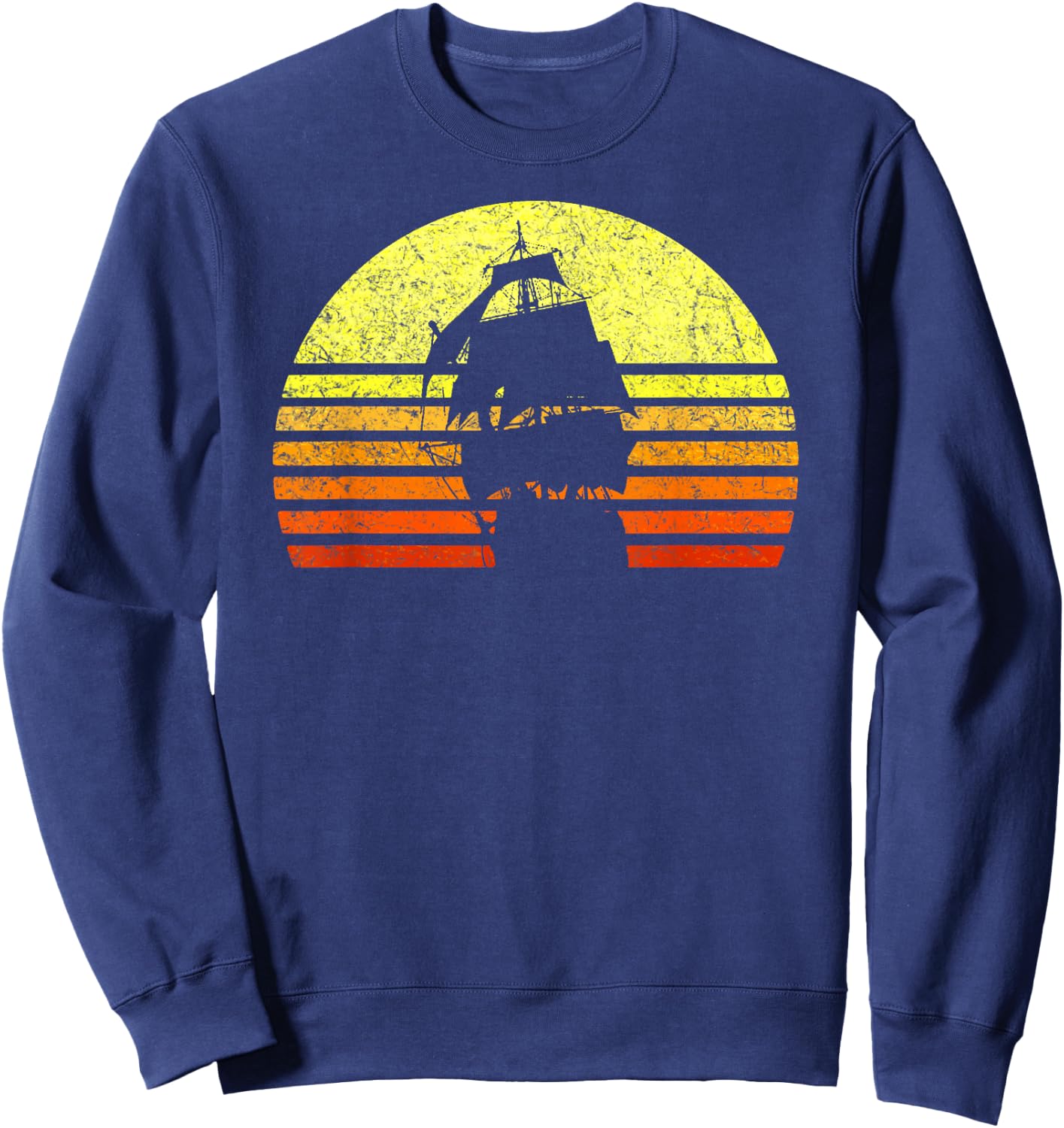 Vintage Sailing Pirate Ship Captain Nautical Sailboat Sailor Sweatshirt - Sweatshirt | Navy