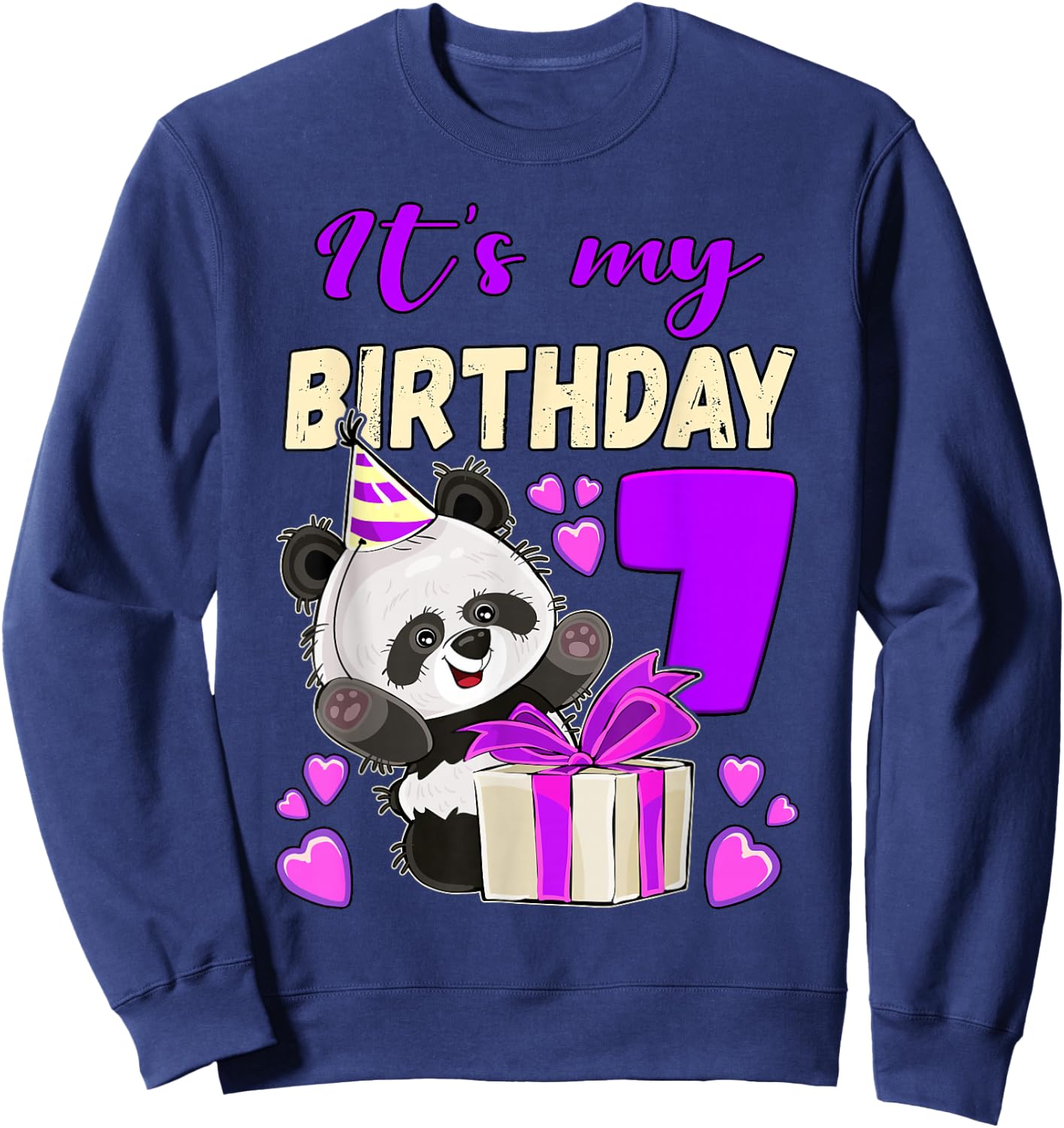 Panda Birthday Girl 7 Years Old Sweatshirt - Sweatshirt | Navy
