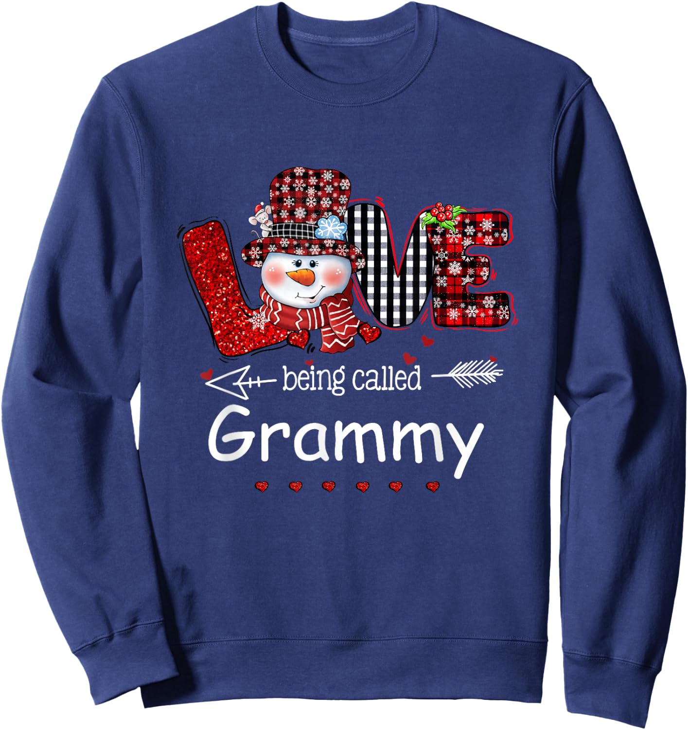 Love being called Grammy Snowman Christmas Red Plaid Xmas Sweatshirt - Sweatshirt | Navy