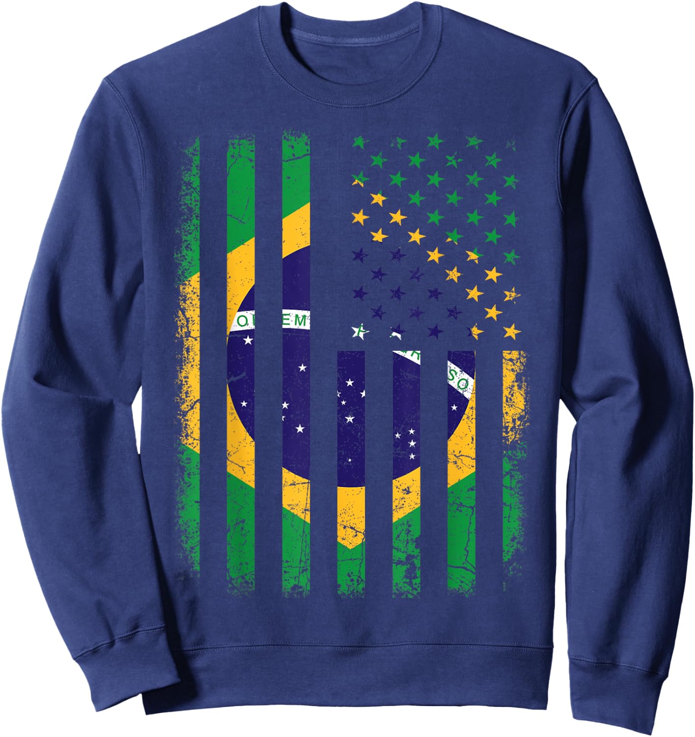 Brazilian American Flag Brazilian Roots Brazil America Sweatshirt - Sweatshirt | Navy
