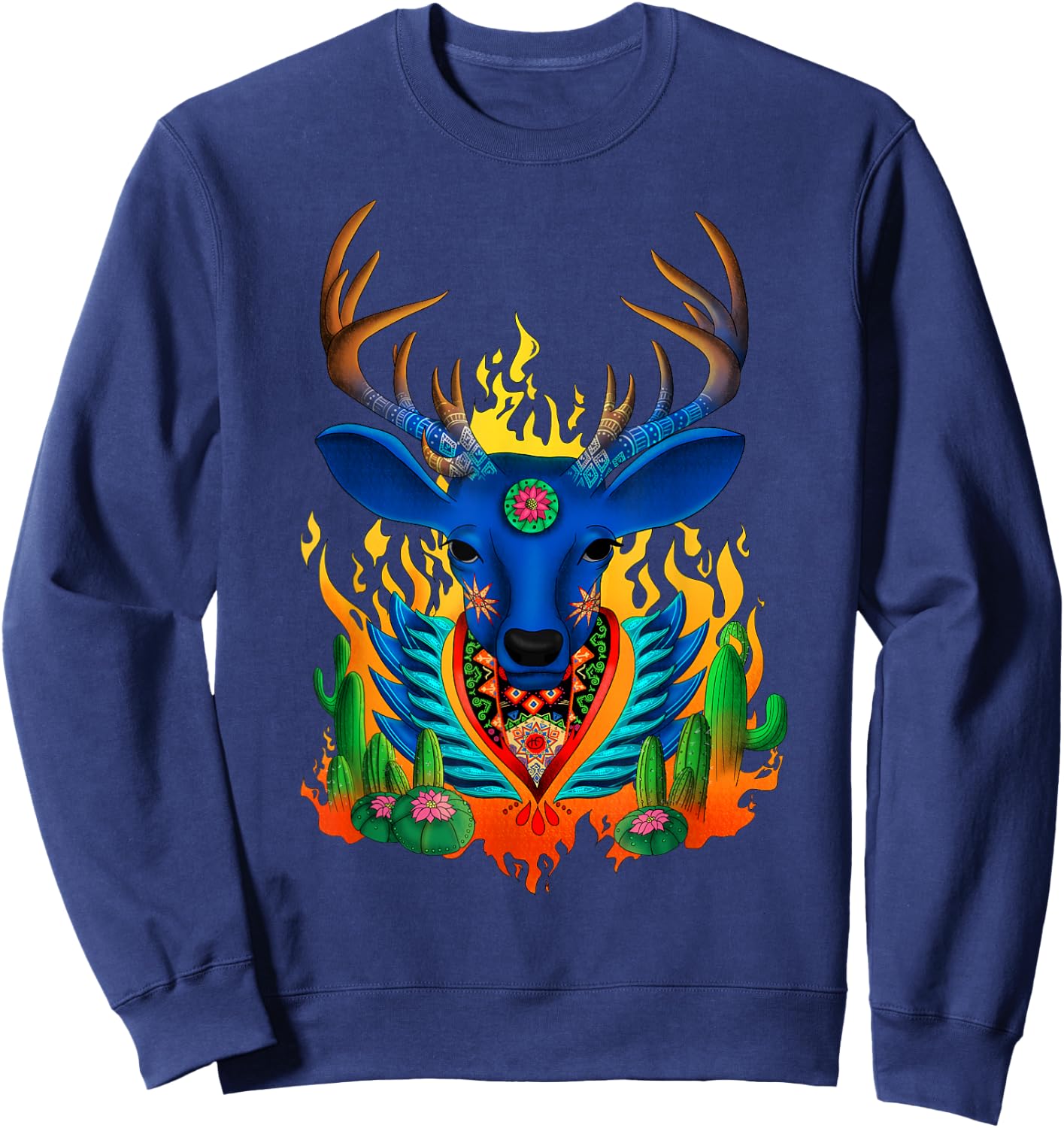 Third Eye Huichol Deer Sweatshirt - Sweatshirt | Navy
