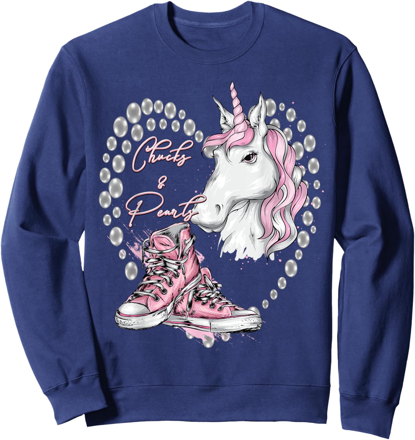 Chucks & Pearls Kamala Harris Inspired Girls Unicorn Sweatshirt - Sweatshirt | Navy