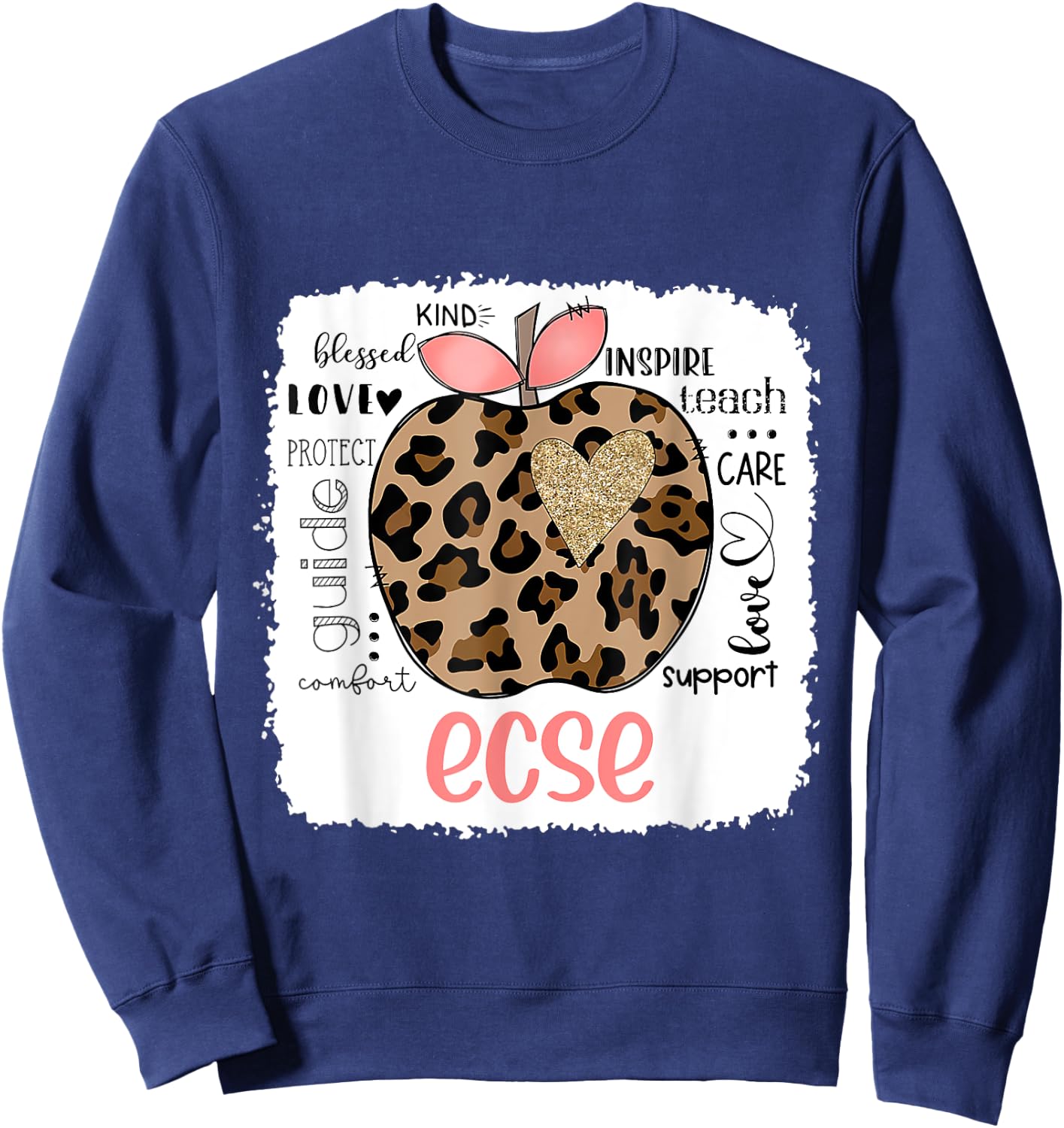 Leopard Teacher 2022 It Last Day Of School ECSE Sweatshirt - Sweatshirt | Navy