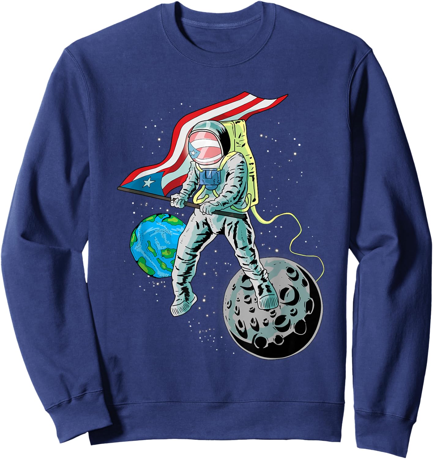 Puerto Rico Pride Boricua aunque Naciera en la Luna Sweatshirt - Sweatshirt | Navy