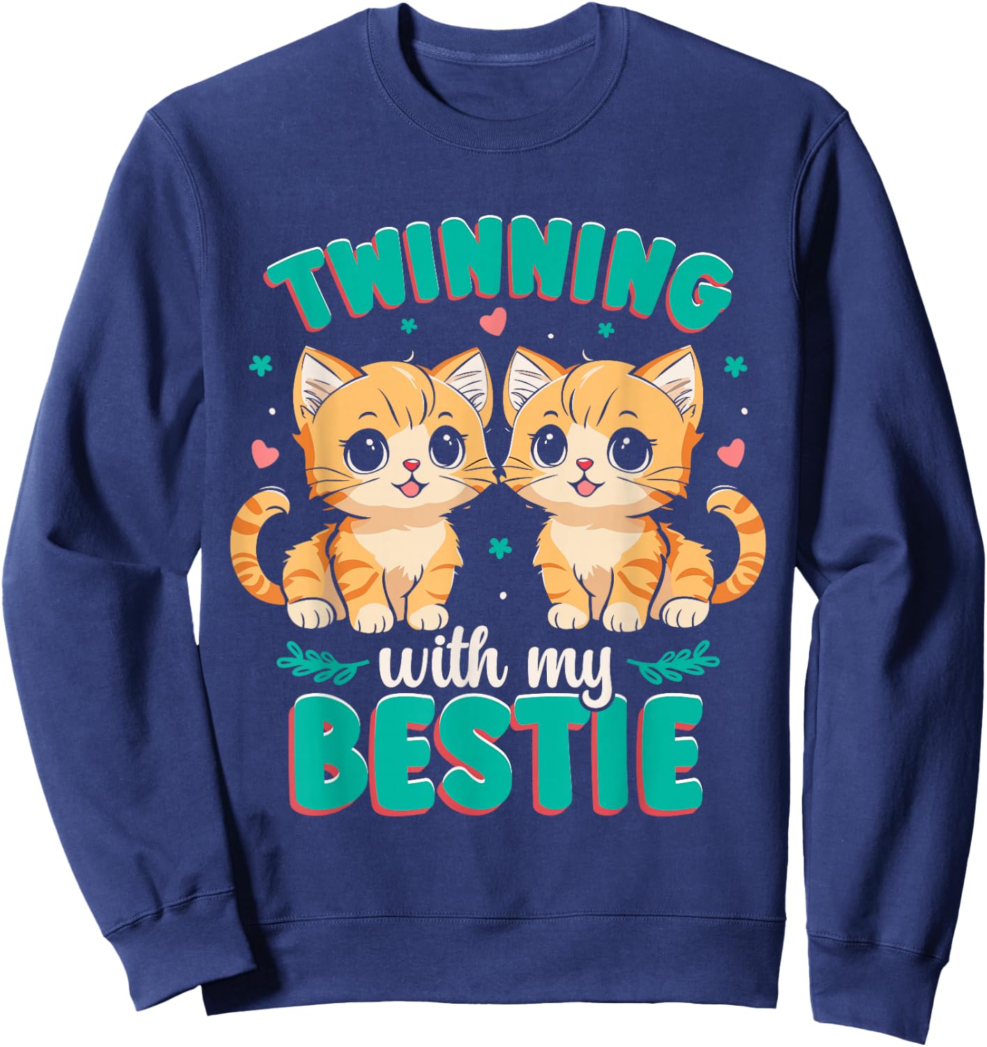 Friendship Twinning Bestie Matching Twin Cat Sweatshirt - Sweatshirt | Navy