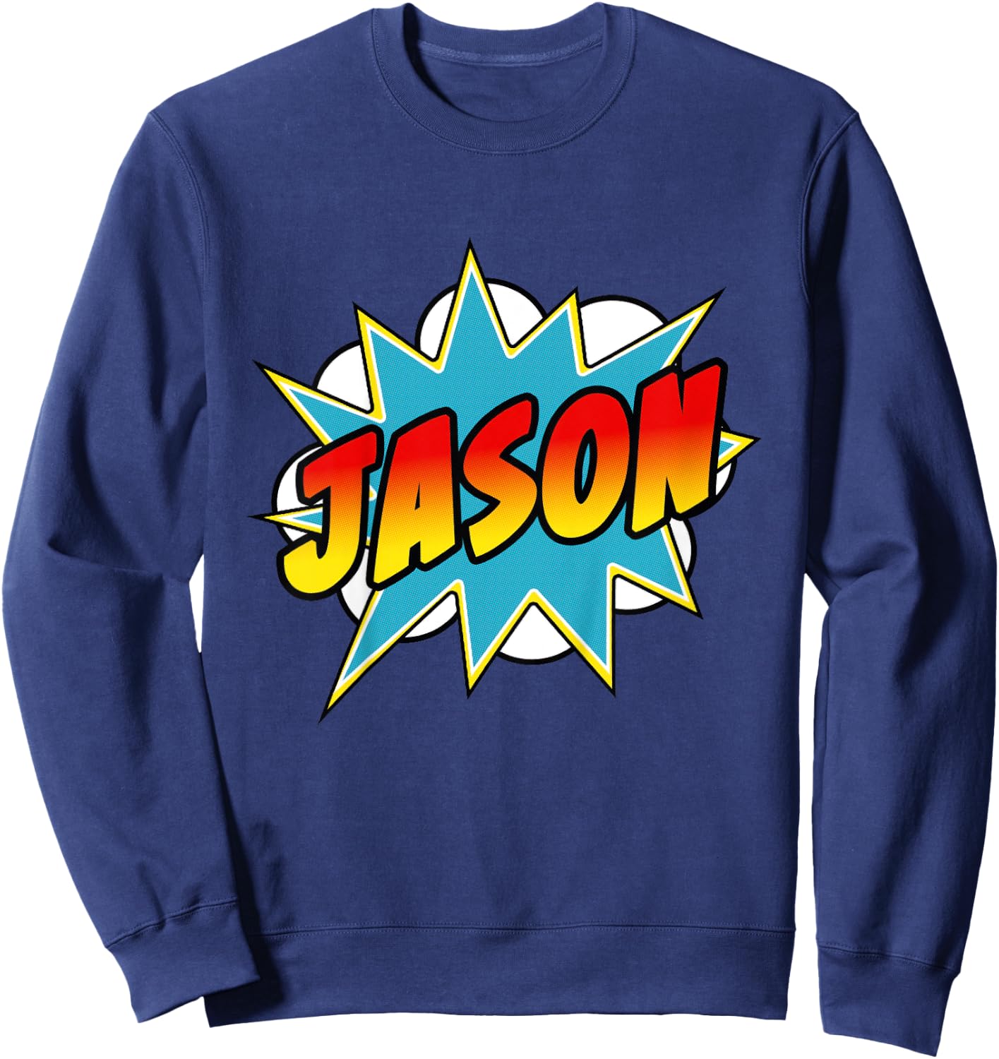 Kids Boys Jason Name Comic Book Superhero Sweatshirt - Sweatshirt | Navy