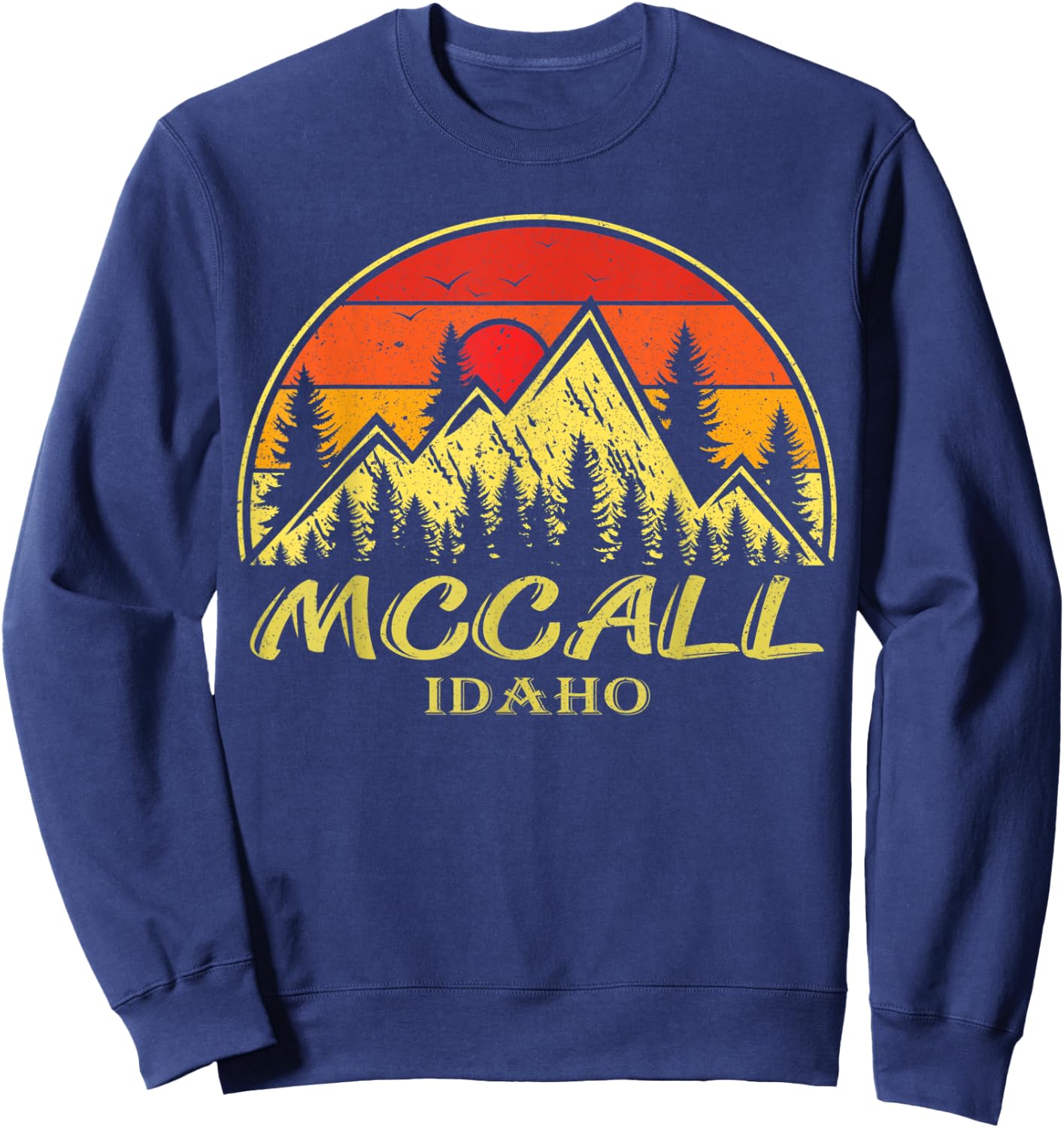Vintage Mccall Idaho ID Mountains Hike Hiking Souvenir Sweatshirt - Sweatshirt | Navy