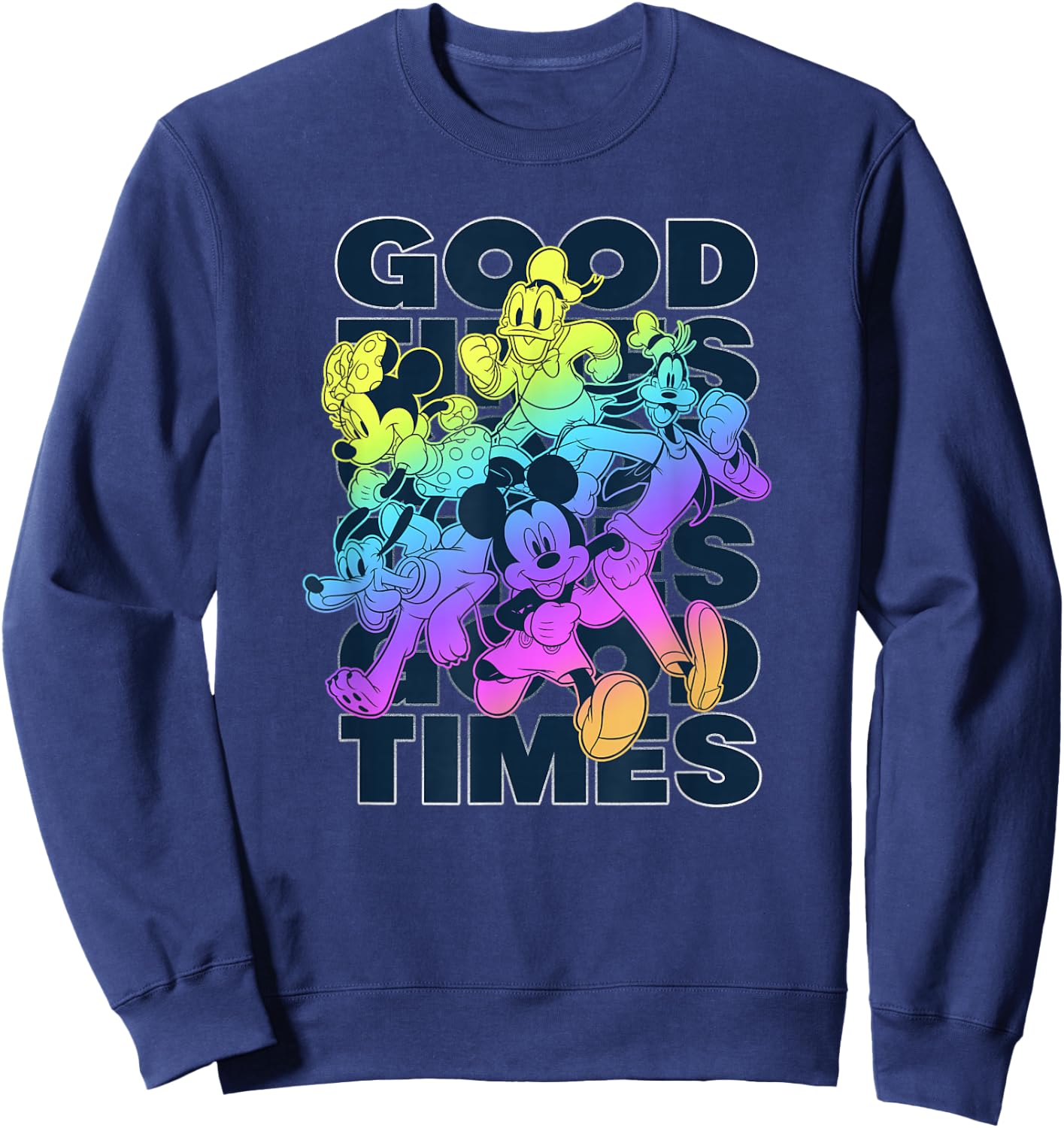 Disney Mickey Classic Good Times Neon Group Sweatshirt - Sweatshirt | Navy