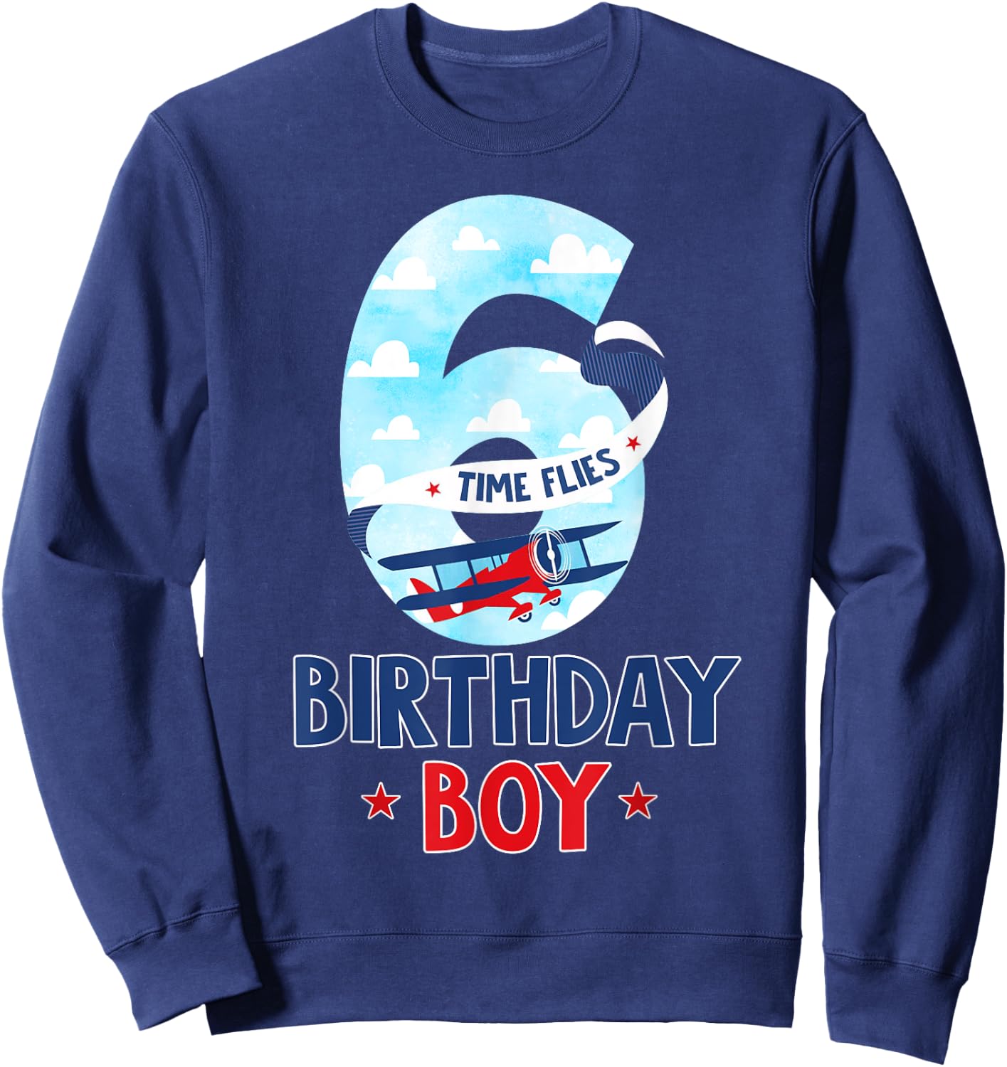 6 Year Old Birthday Outfit Boy Airplane Pilot 6th Bday Sweatshirt - Sweatshirt | Navy