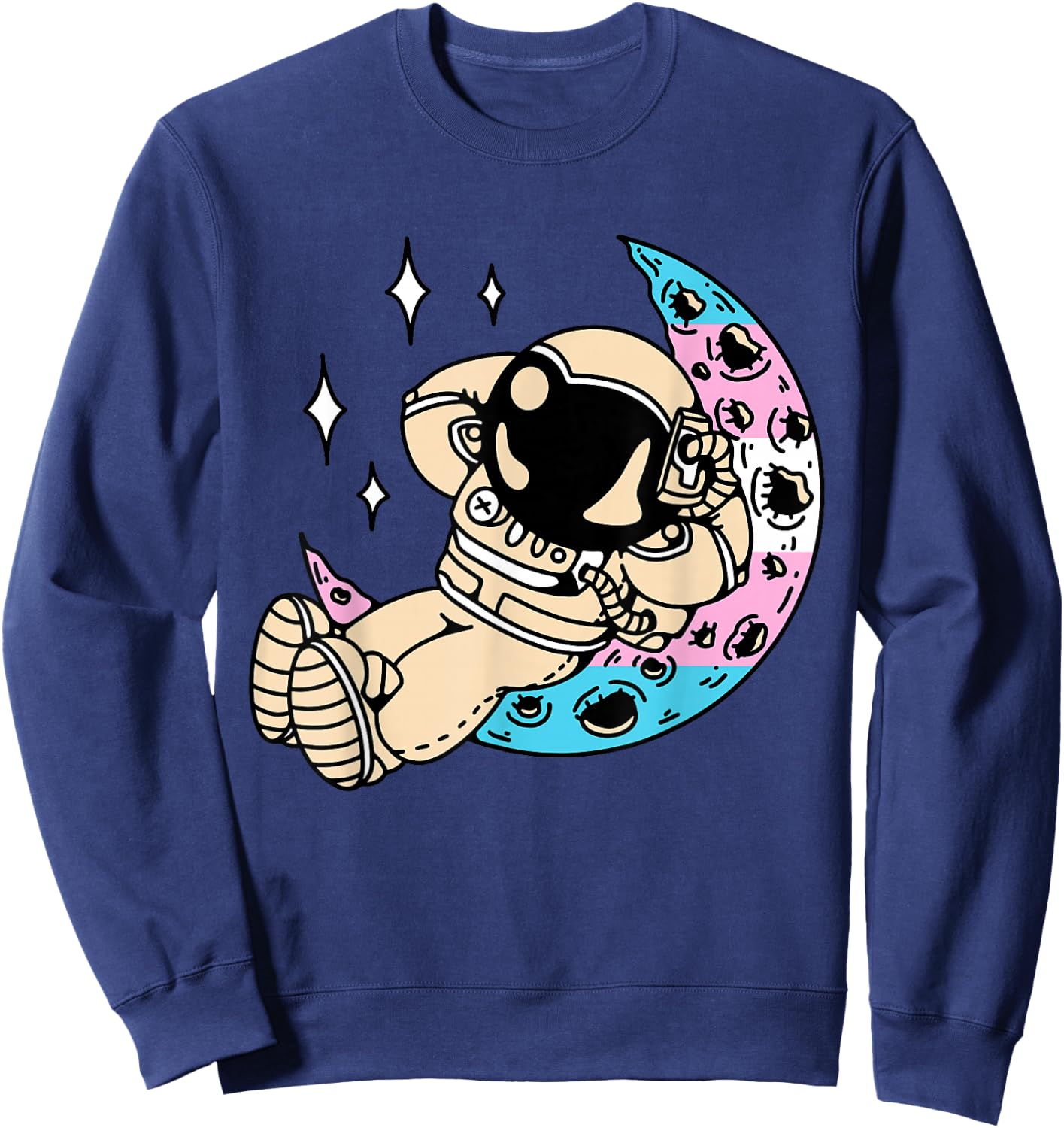 Transgender Astronaut LGBT-Q Space-man Moon Trans Pride Flag Sweatshirt - Sweatshirt | Navy