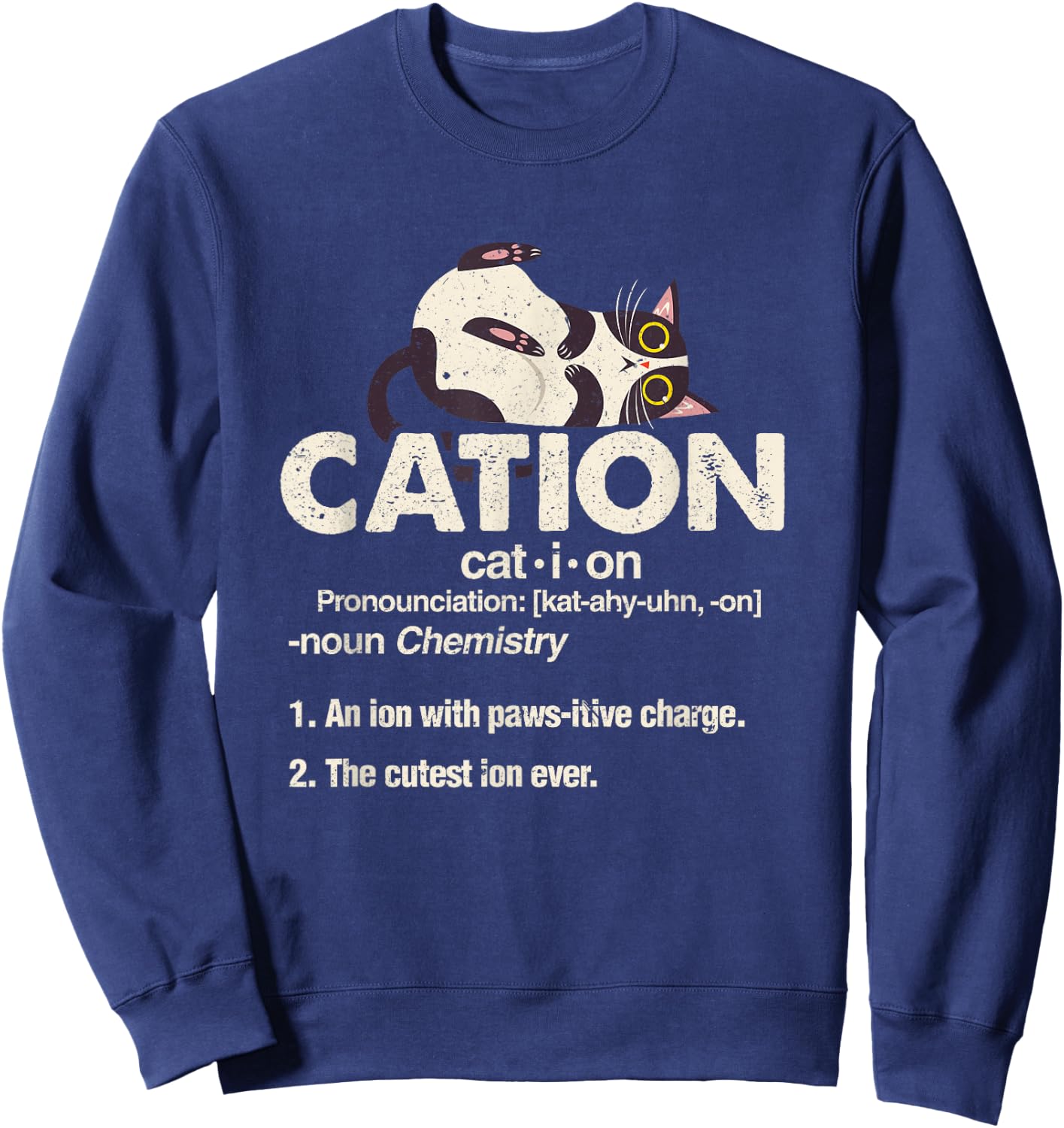 Cation Cute Science Cat Pawsitive Chemistry Teacher Gift Sweatshirt - Sweatshirt | Navy